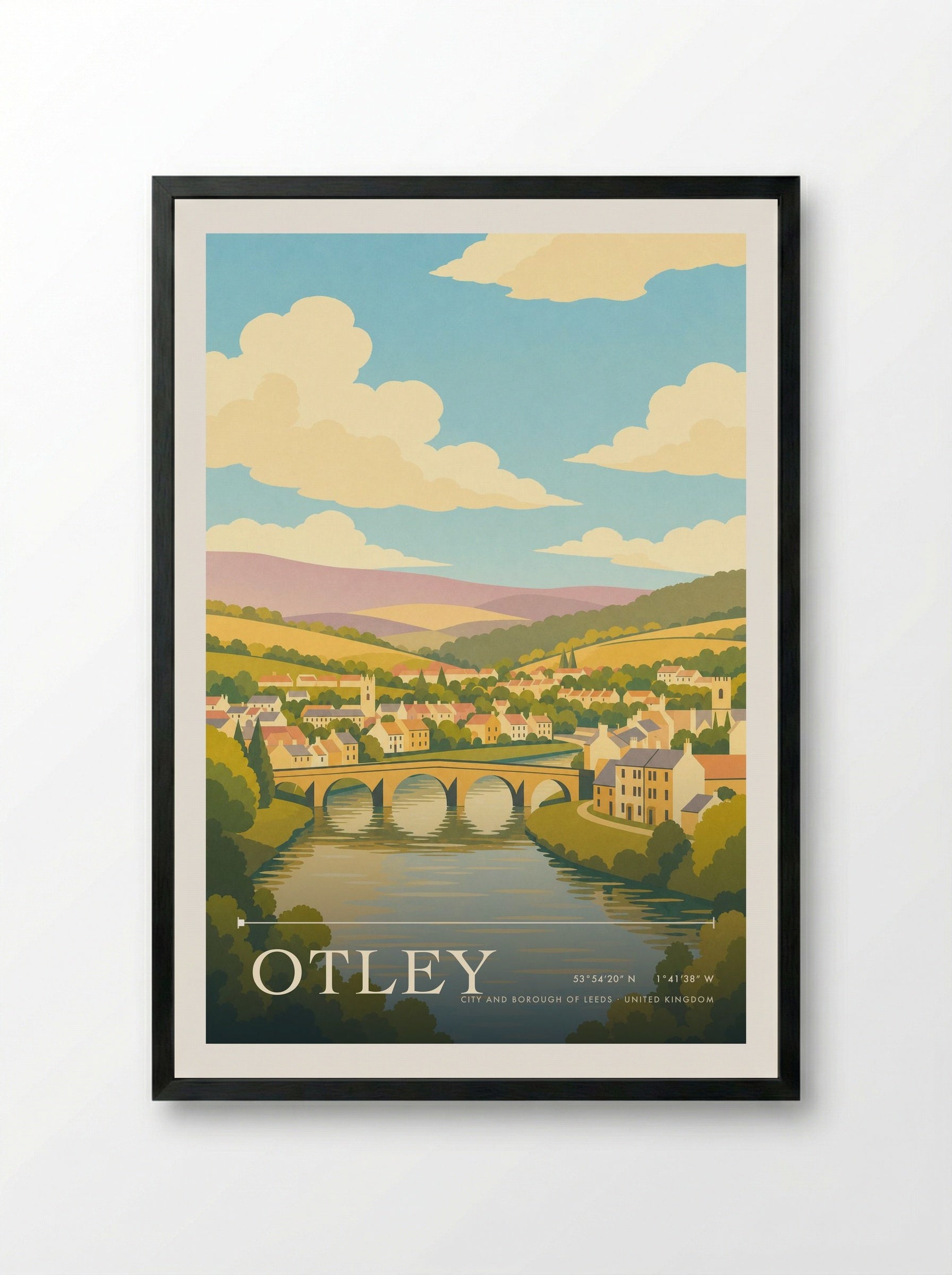 Otley City and Borough of Leeds United Kingdom Travel Poster - Framed Print Black
