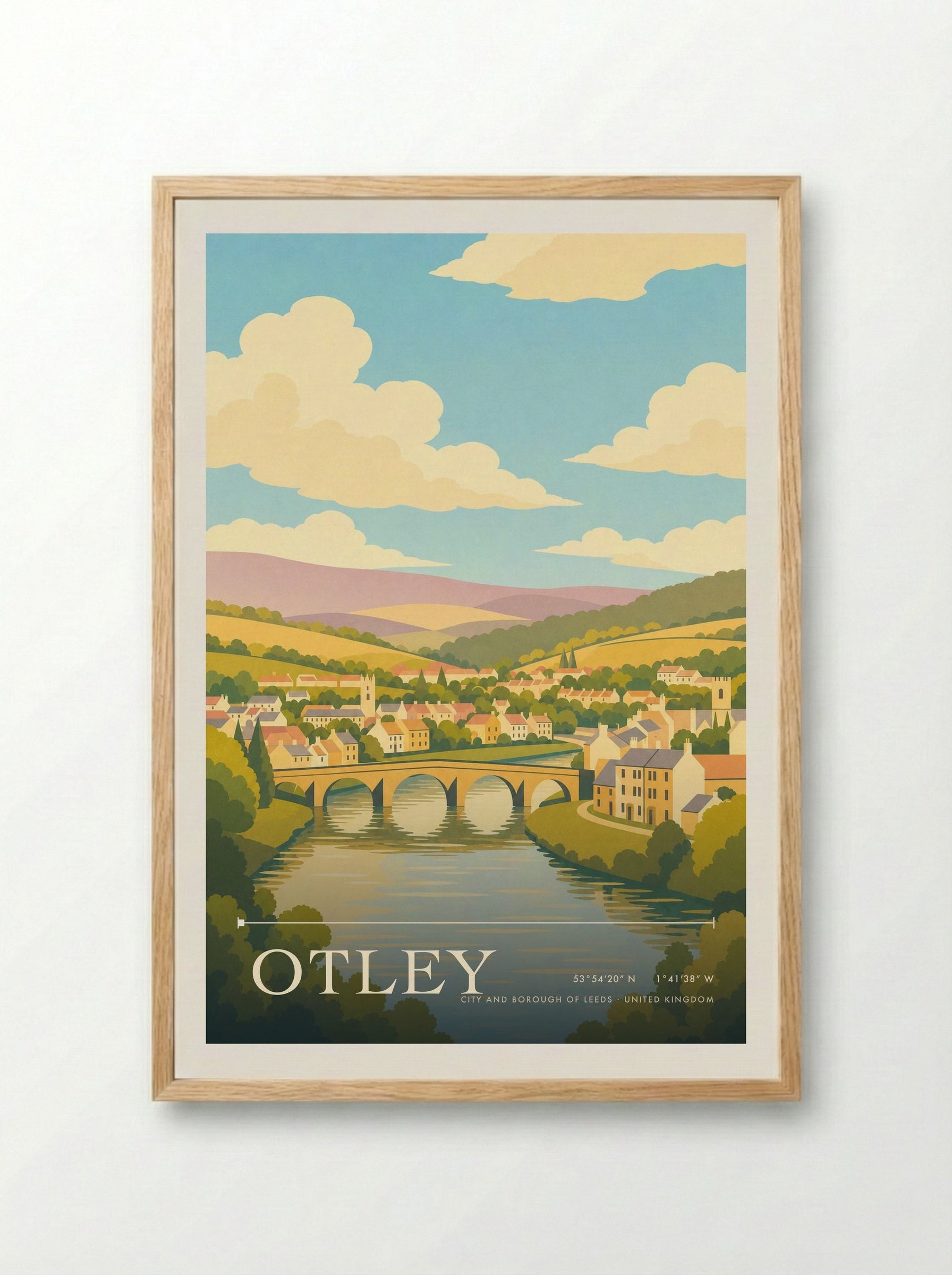 Otley City and Borough of Leeds United Kingdom Travel Poster - Framed Print Wood