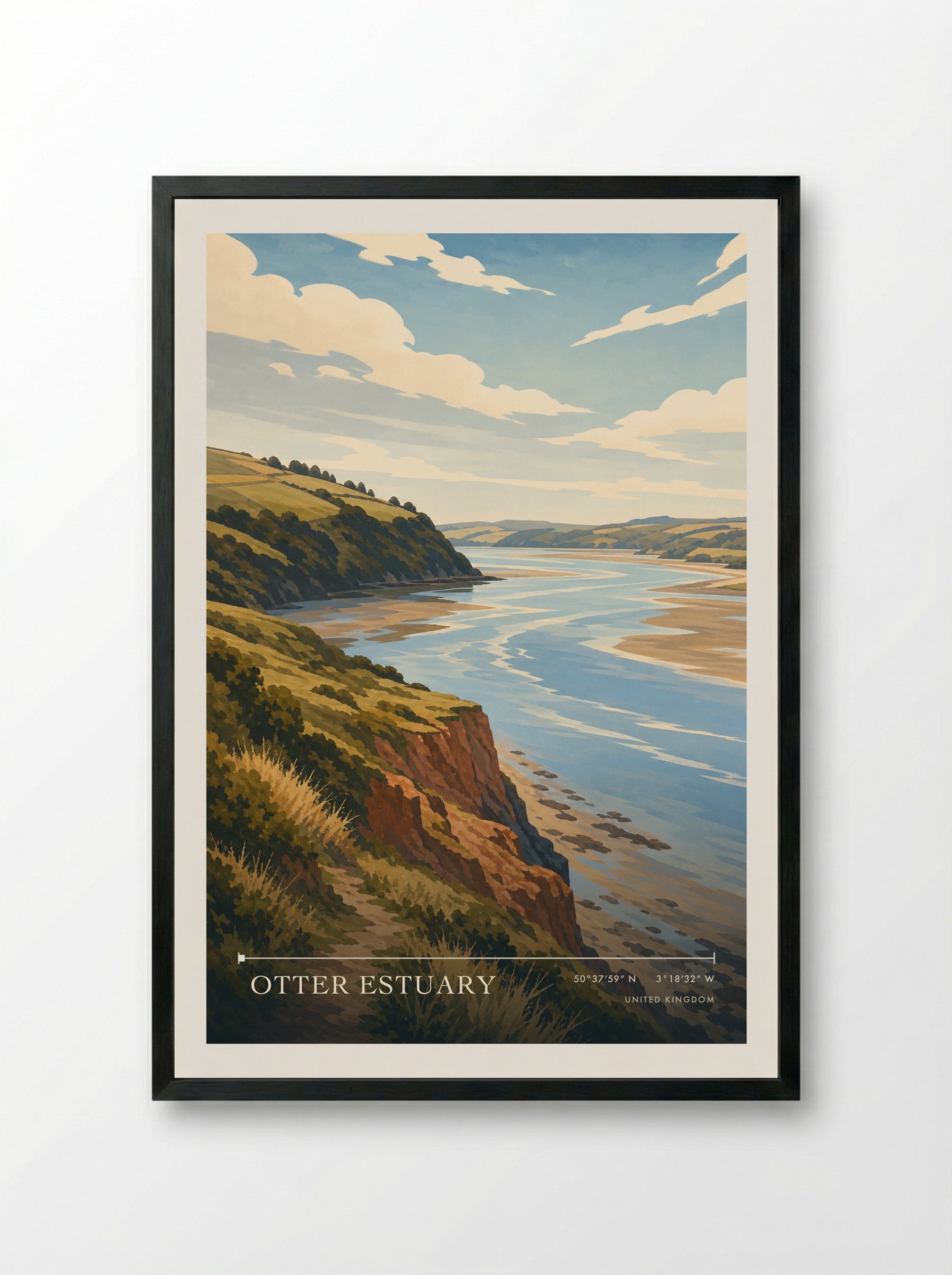Otter Estuary United Kingdom Travel Poster - Framed Print Black