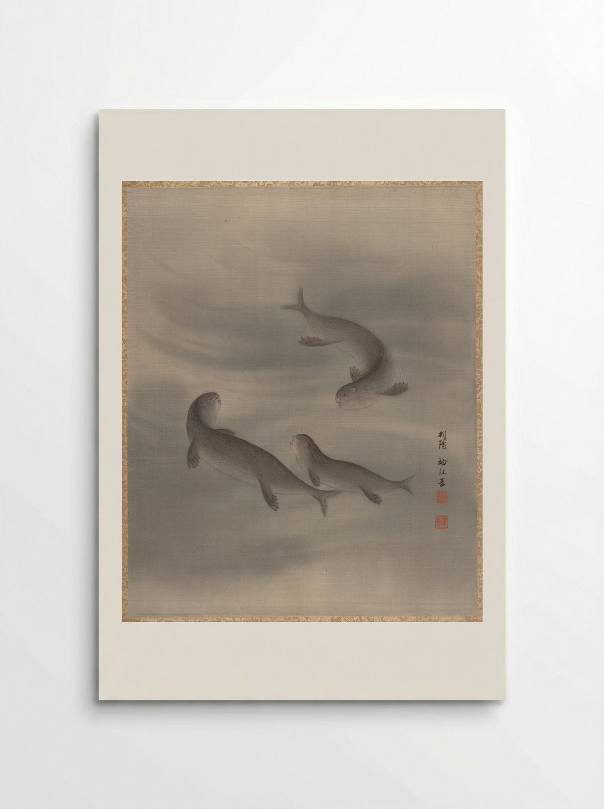 Otters Swimming - Seki Shūkō - Poster