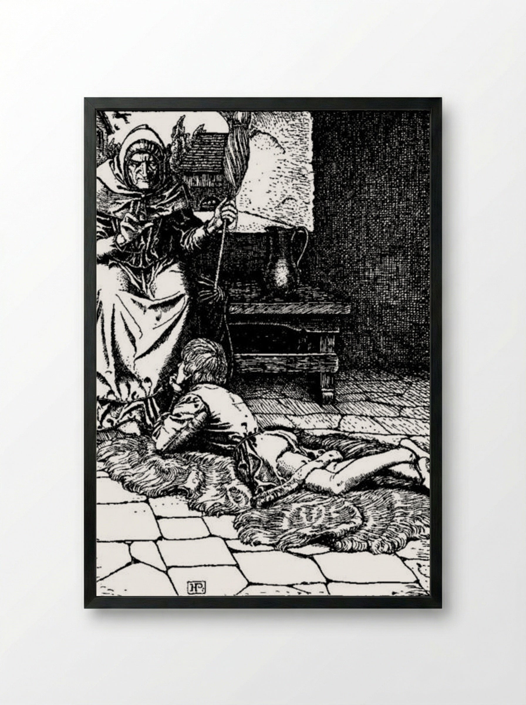 Otto of the Silver Hand (Illustration 16) - Howard Pyle - Framed Print Black