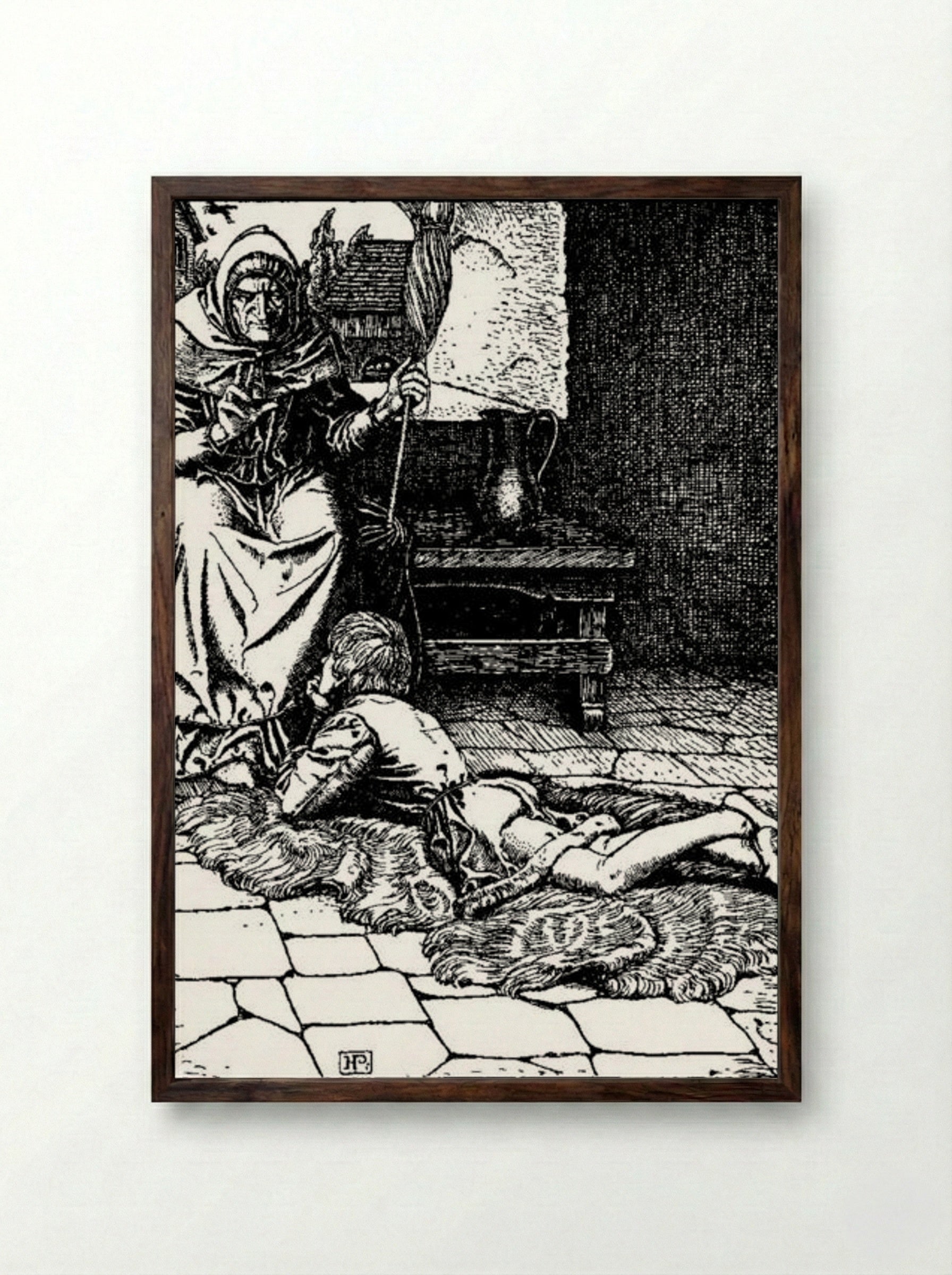 Otto of the Silver Hand (Illustration 16) - Howard Pyle - Framed Print Dark Wood
