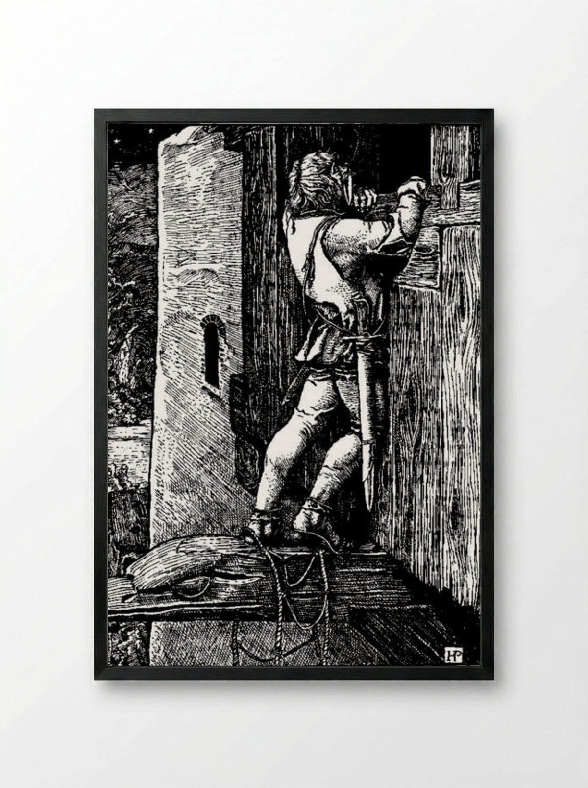 Otto of the Silver Hand (Illustration 19) - Howard Pyle - Framed Print Black