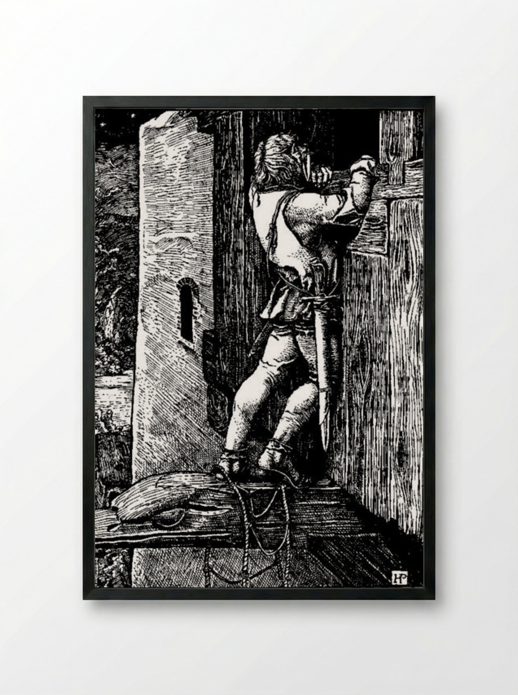 Otto of the Silver Hand (Illustration 19) - Howard Pyle - Framed Print Black