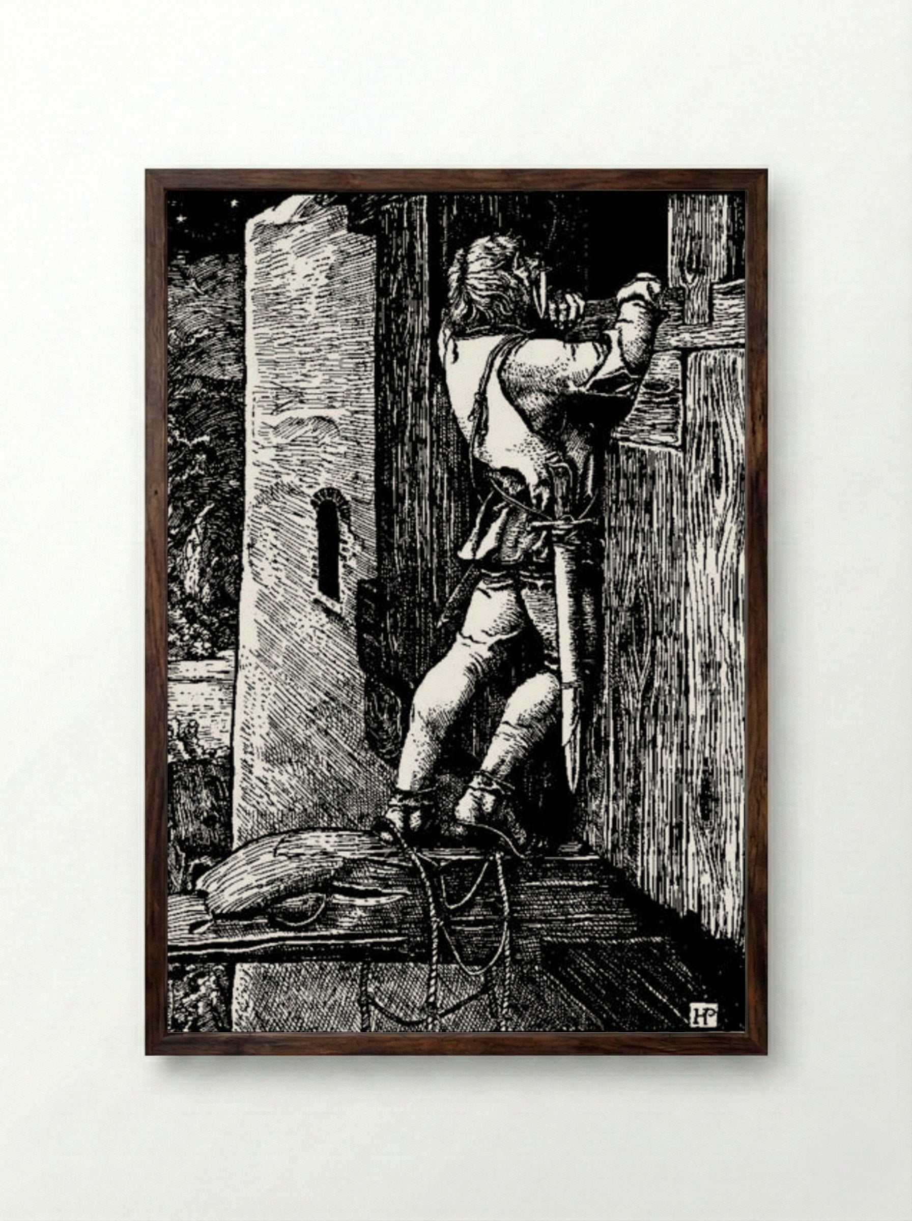 Otto of the Silver Hand (Illustration 19) - Howard Pyle - Framed Print Dark Wood
