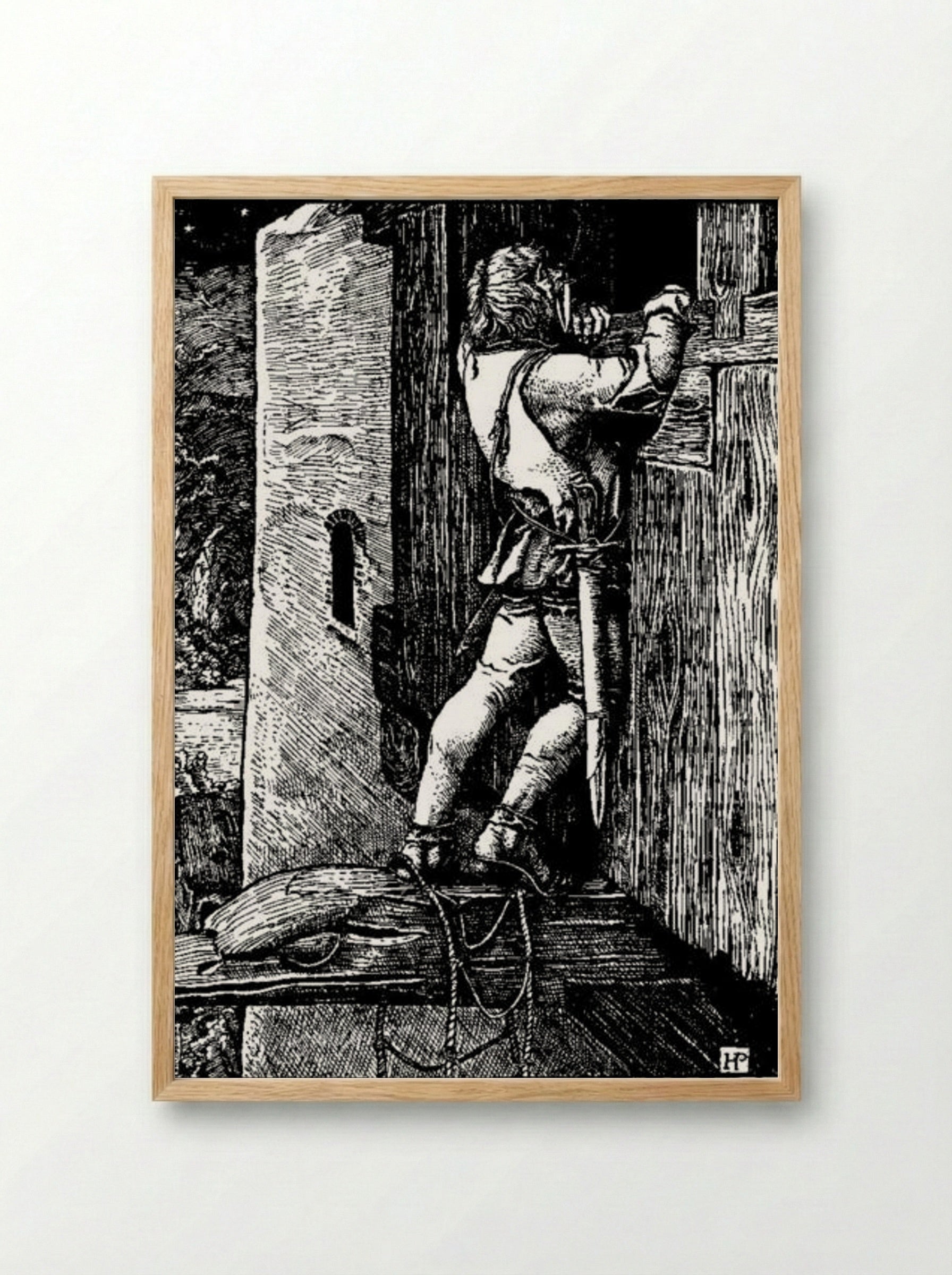 Otto of the Silver Hand (Illustration 19) - Howard Pyle - Framed Print Wood