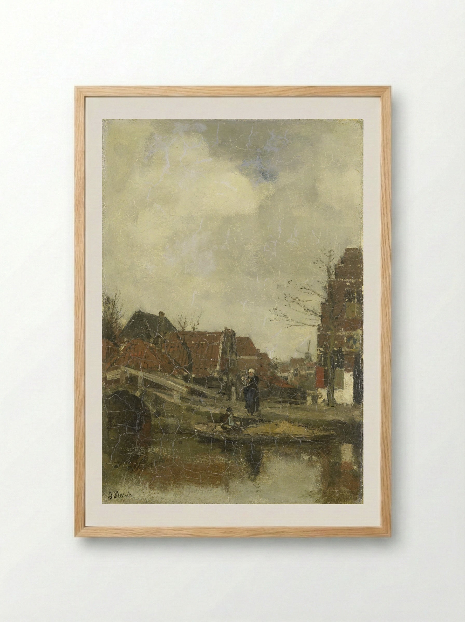 Oud buurtje aan het water - Jacob Maris - Framed Print Wood