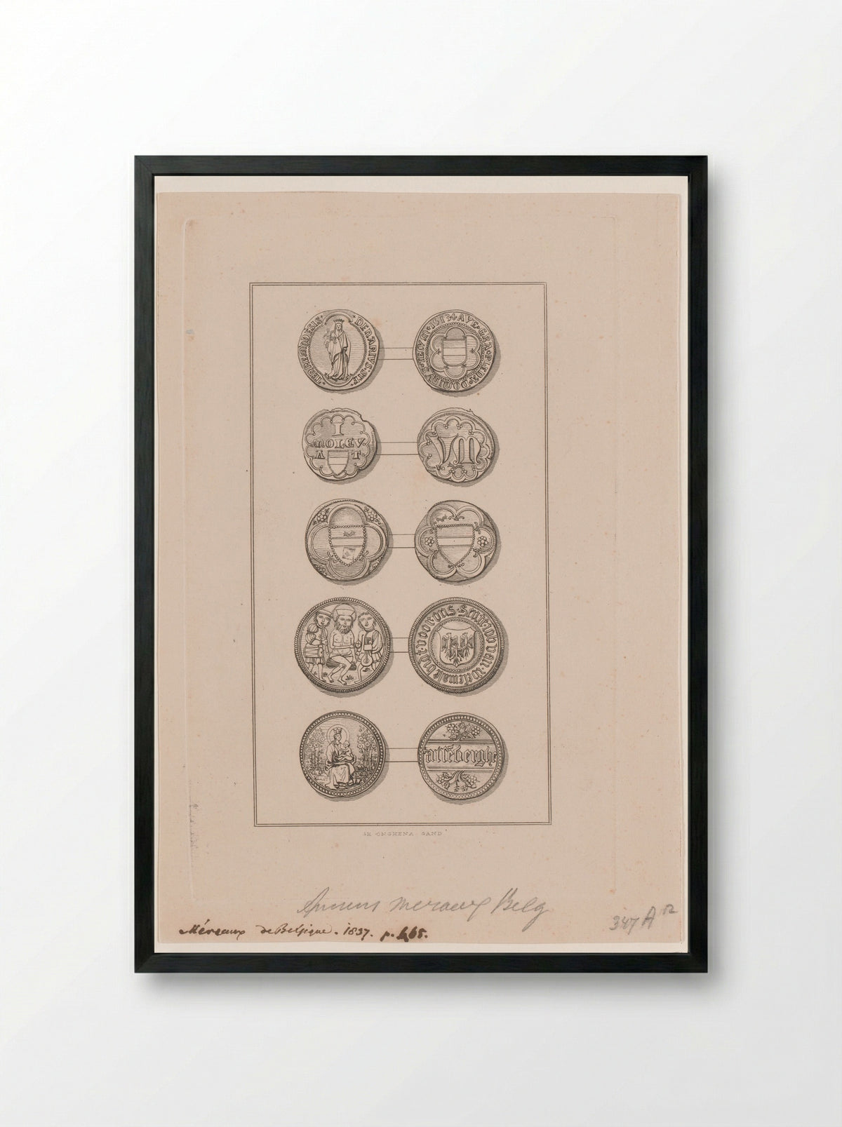 Oude Belgische zegels - Léonard Hebbelynck - Framed Print Black