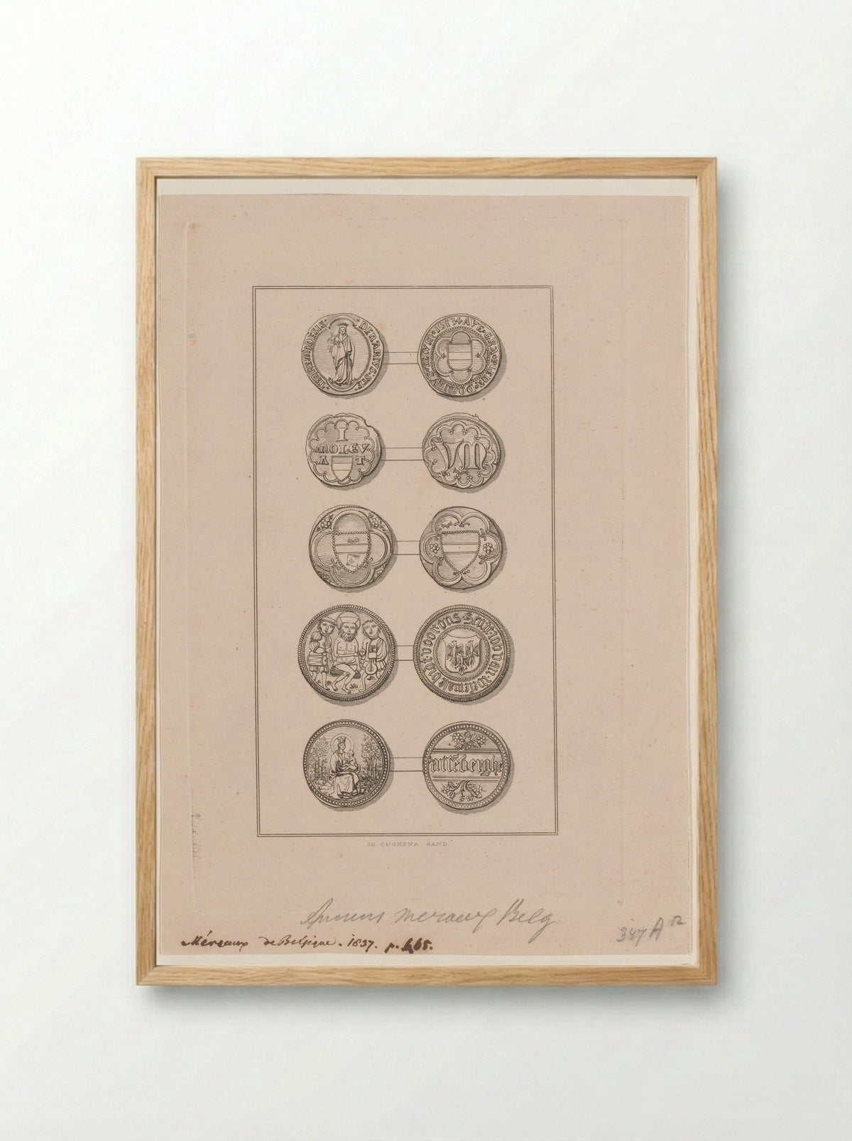 Oude Belgische zegels - Léonard Hebbelynck - Framed Print Wood