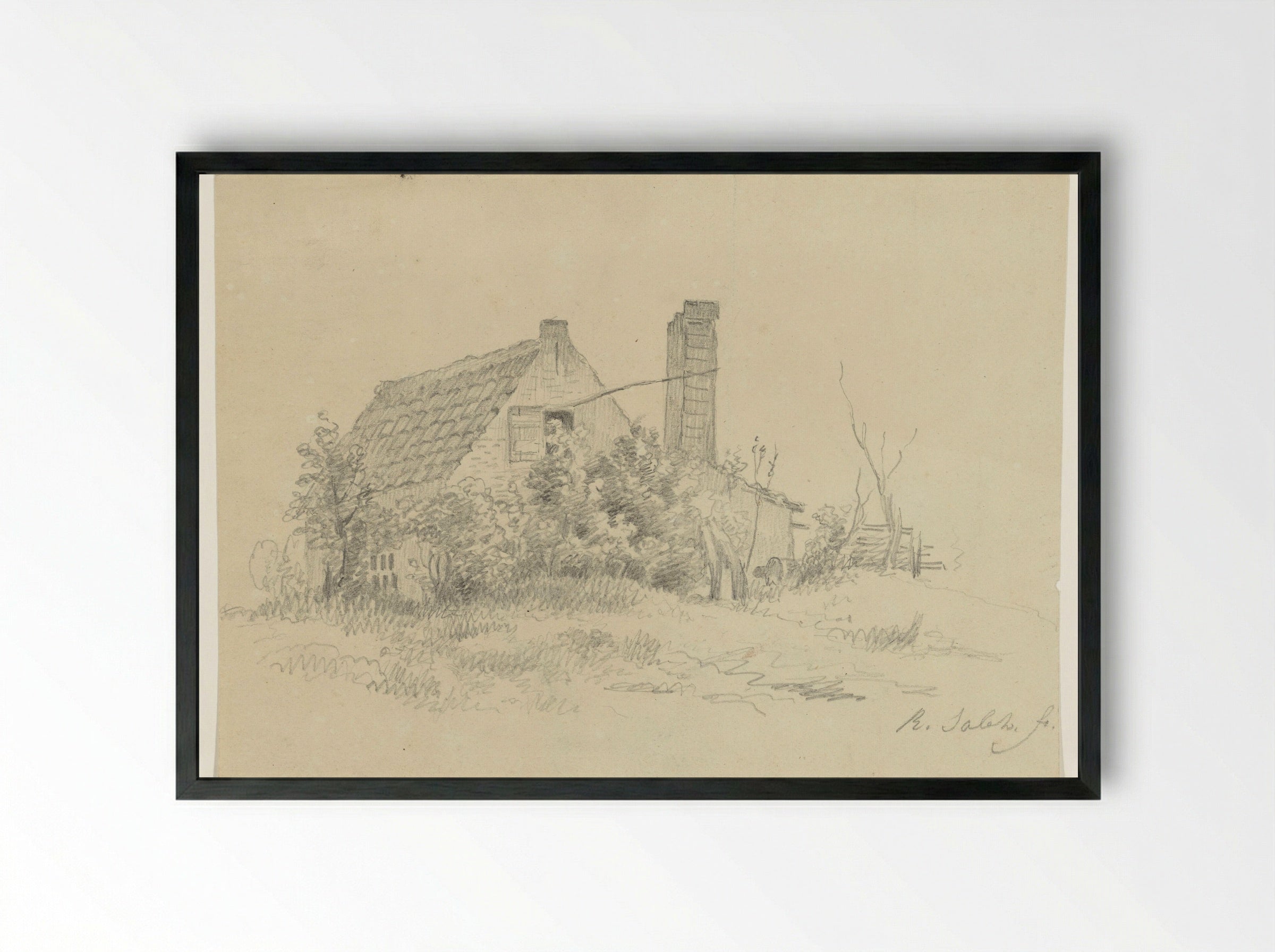 Oude bakkerij in Maxen bij Dresden - Raden Saleh - Framed Print Black