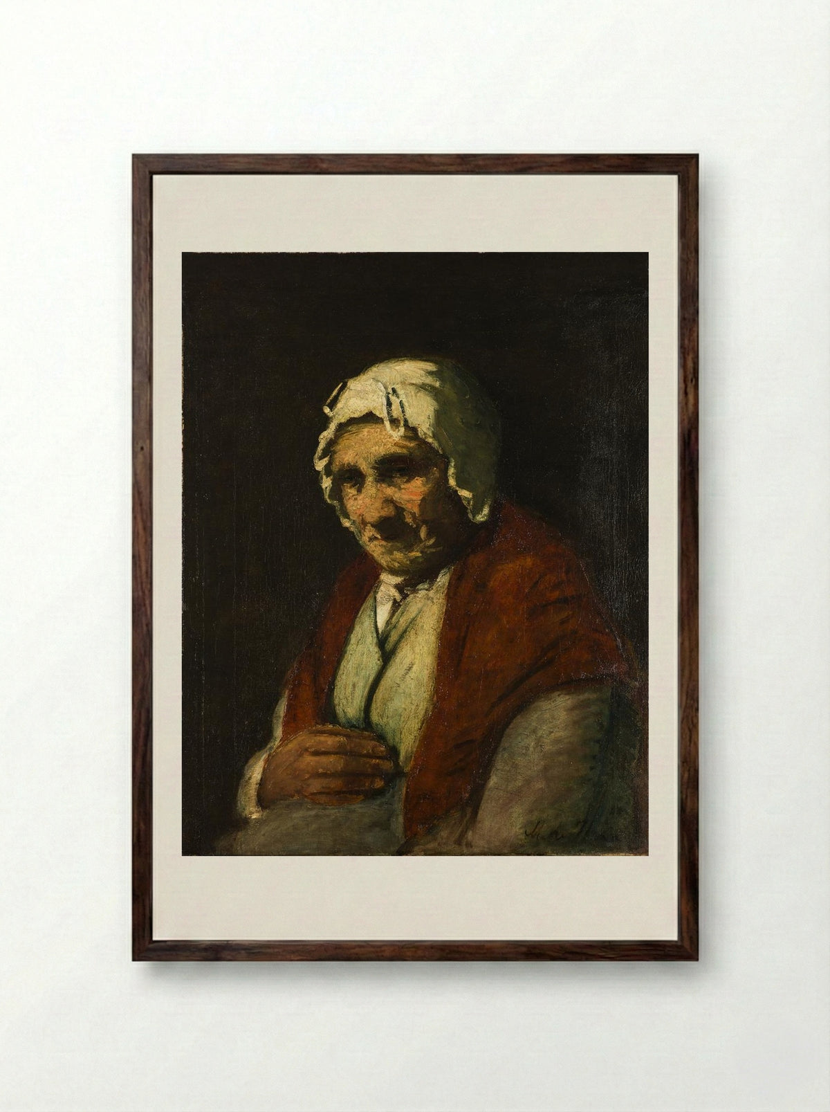 Oude joodse vrouw - Meijer Isaäc de Haan - Framed Print Dark Wood
