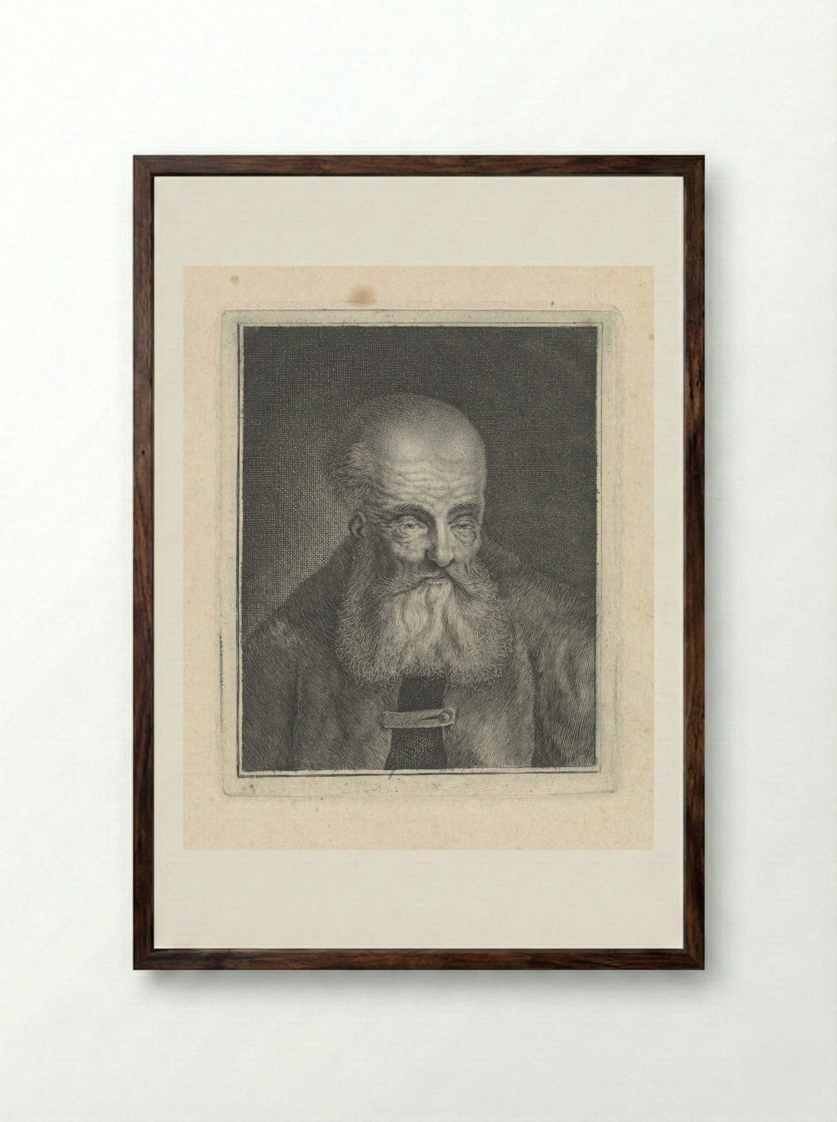 Oude man met baard (Old Man with a Beard) - Pieter Lyonet - Framed Print Dark Wood