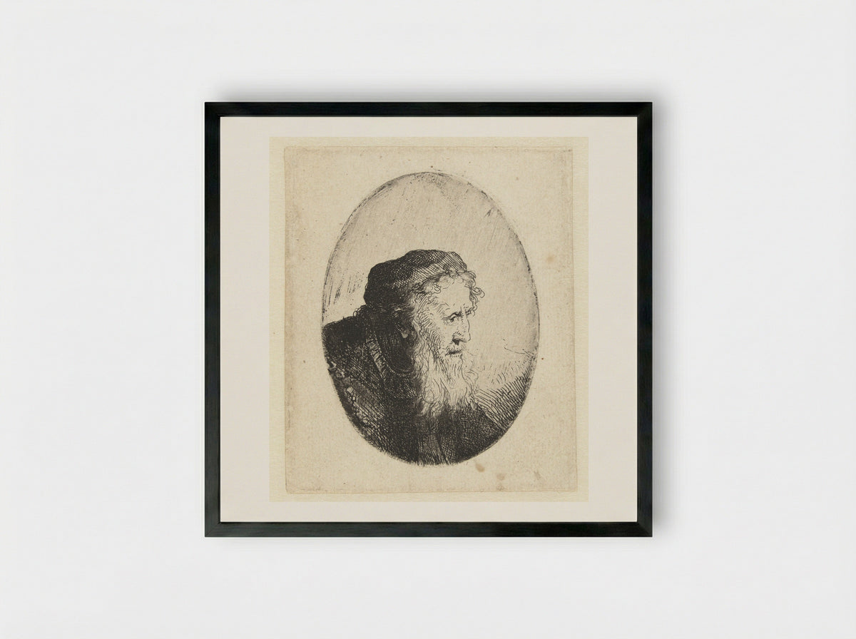 Oude man met baard - Ferdinand Bol - Framed Print Black
