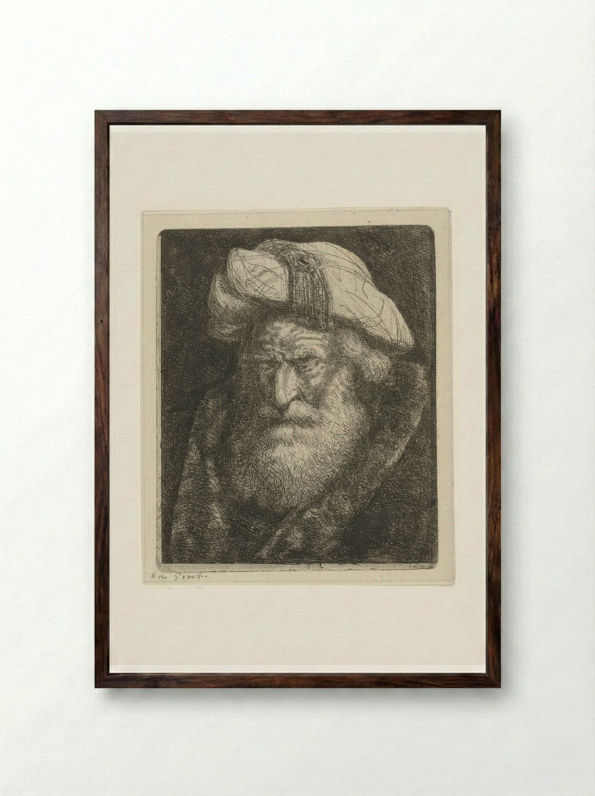 Oude man met baard - Jacobus Ludovicus Cornet - Framed Print Dark Wood
