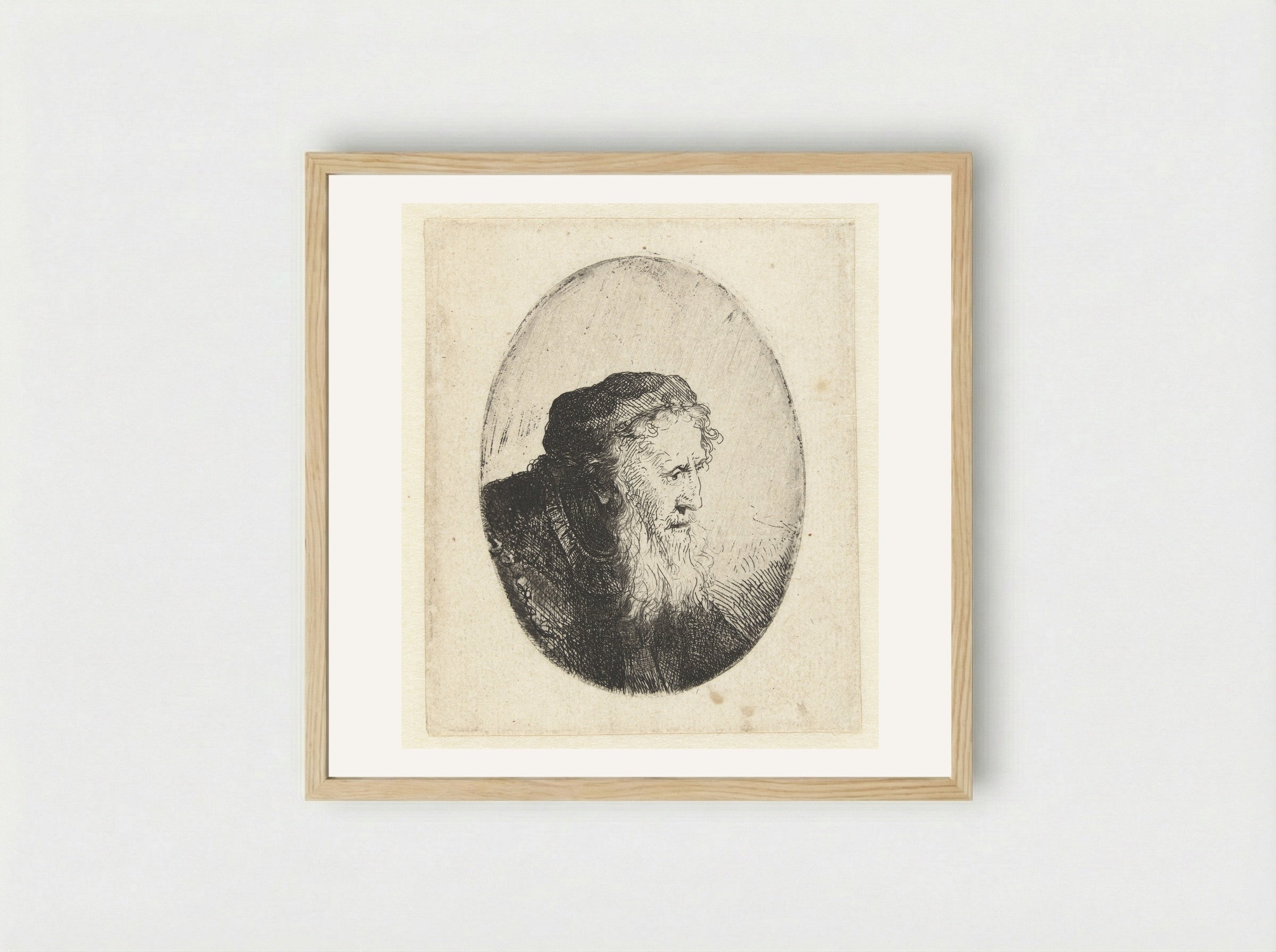 Oude man met baard - Ferdinand Bol - Framed Print Wood