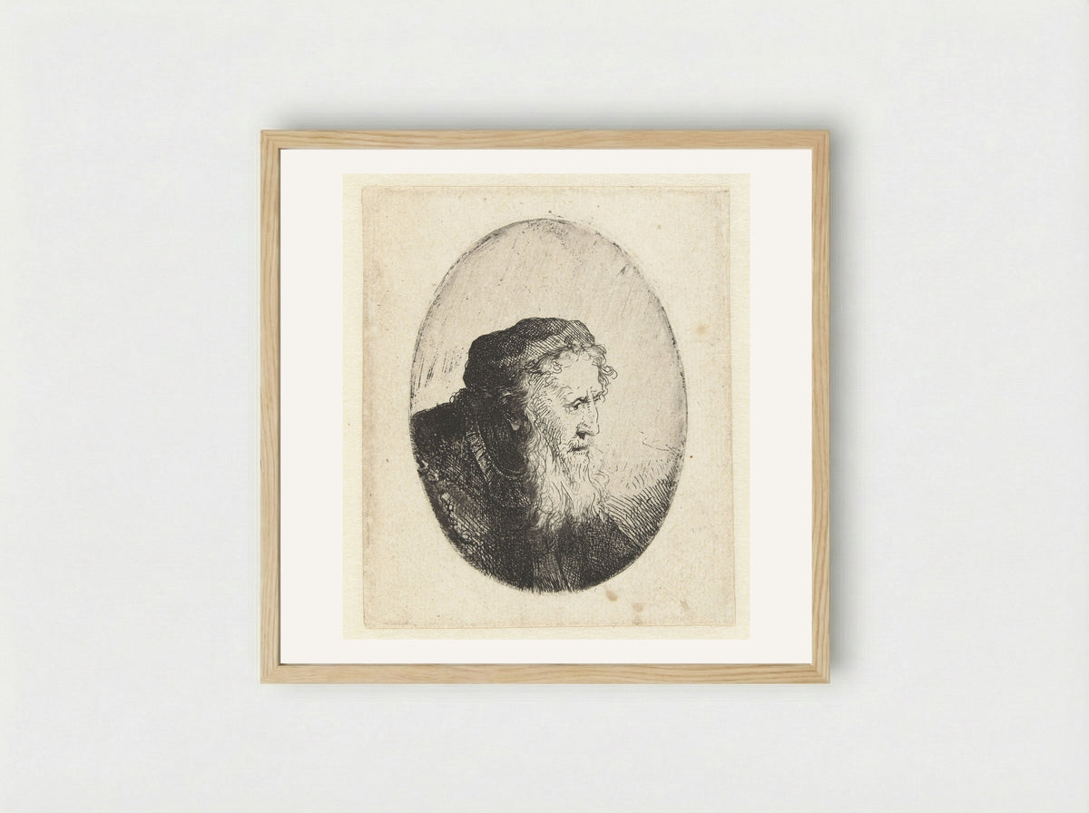 Oude man met baard - Ferdinand Bol - Framed Print Wood