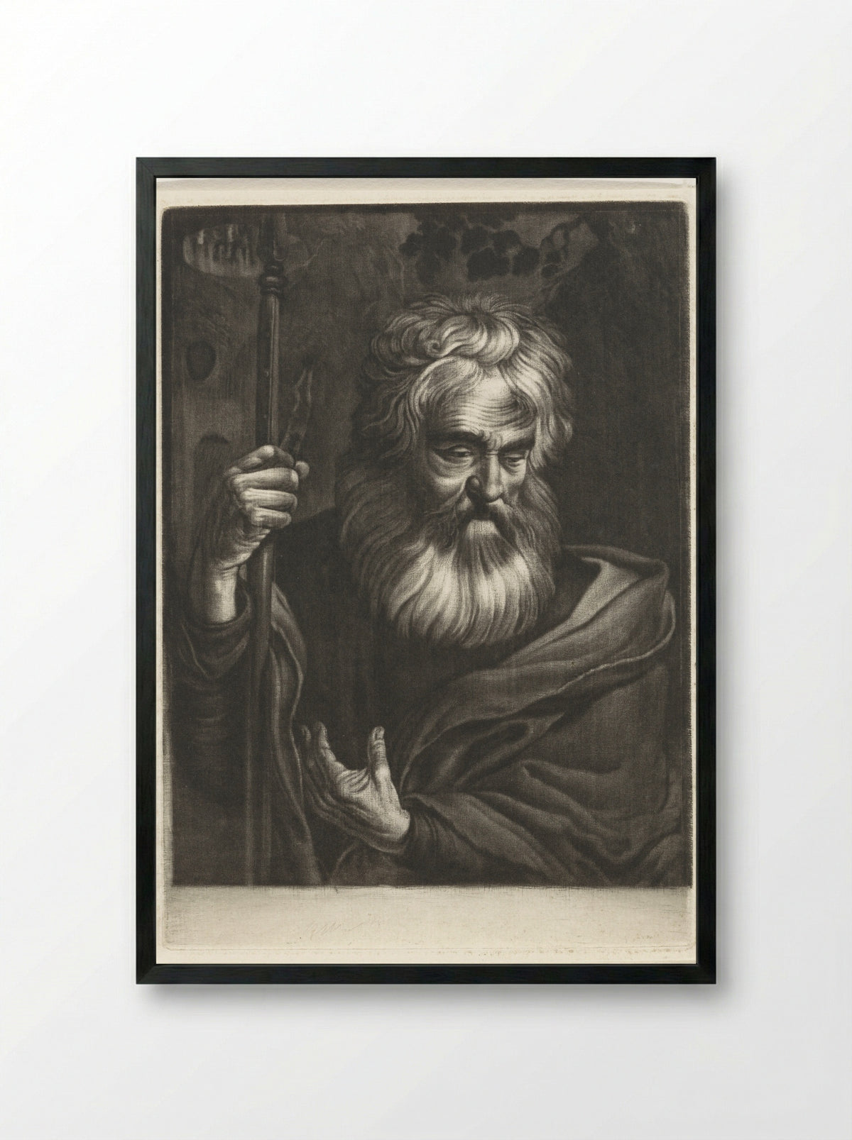Oude man met een speer - Robbert Muys - Framed Print Black