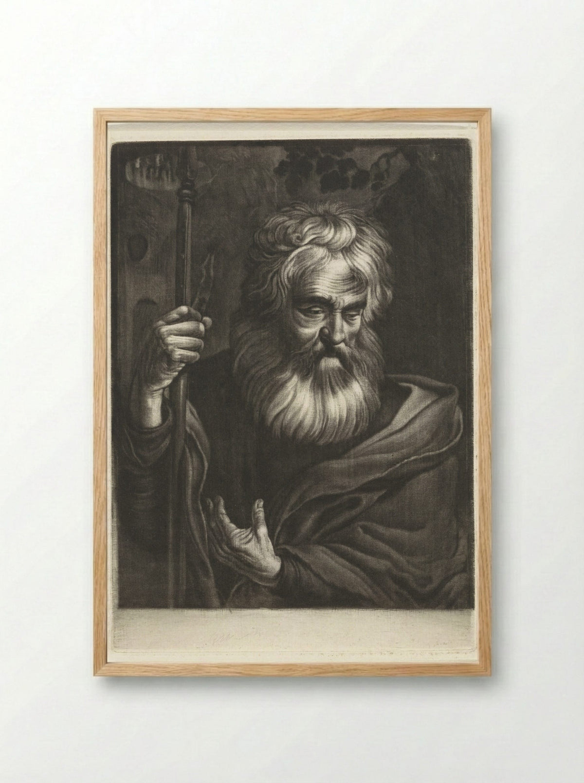 Oude man met een speer - Robbert Muys - Framed Print Wood