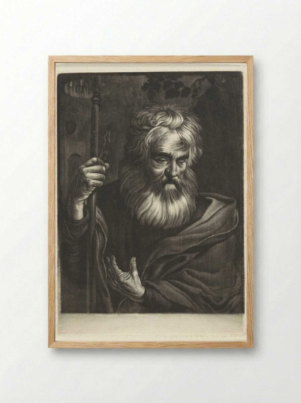 Oude man met een speer - Robbert Muys - Framed Print Wood