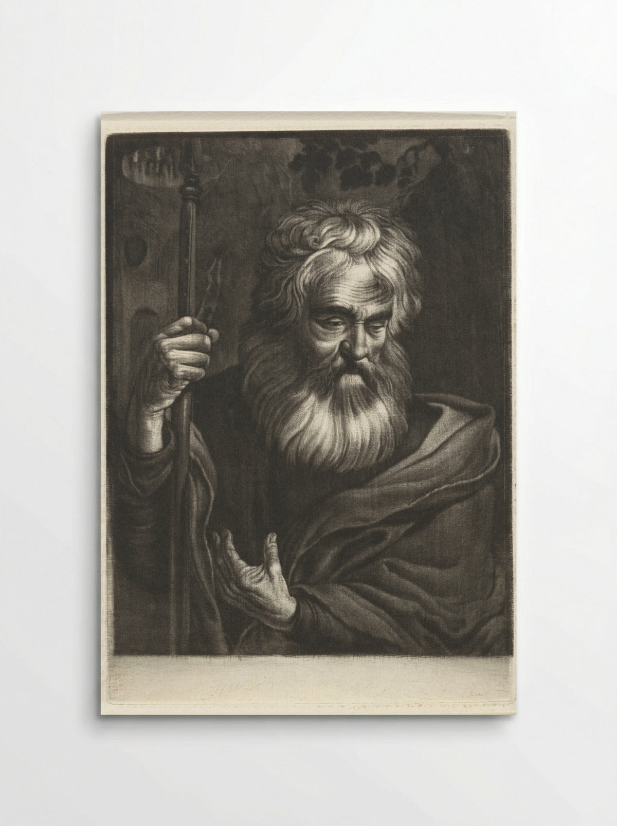 Oude man met een speer - Robbert Muys - Poster