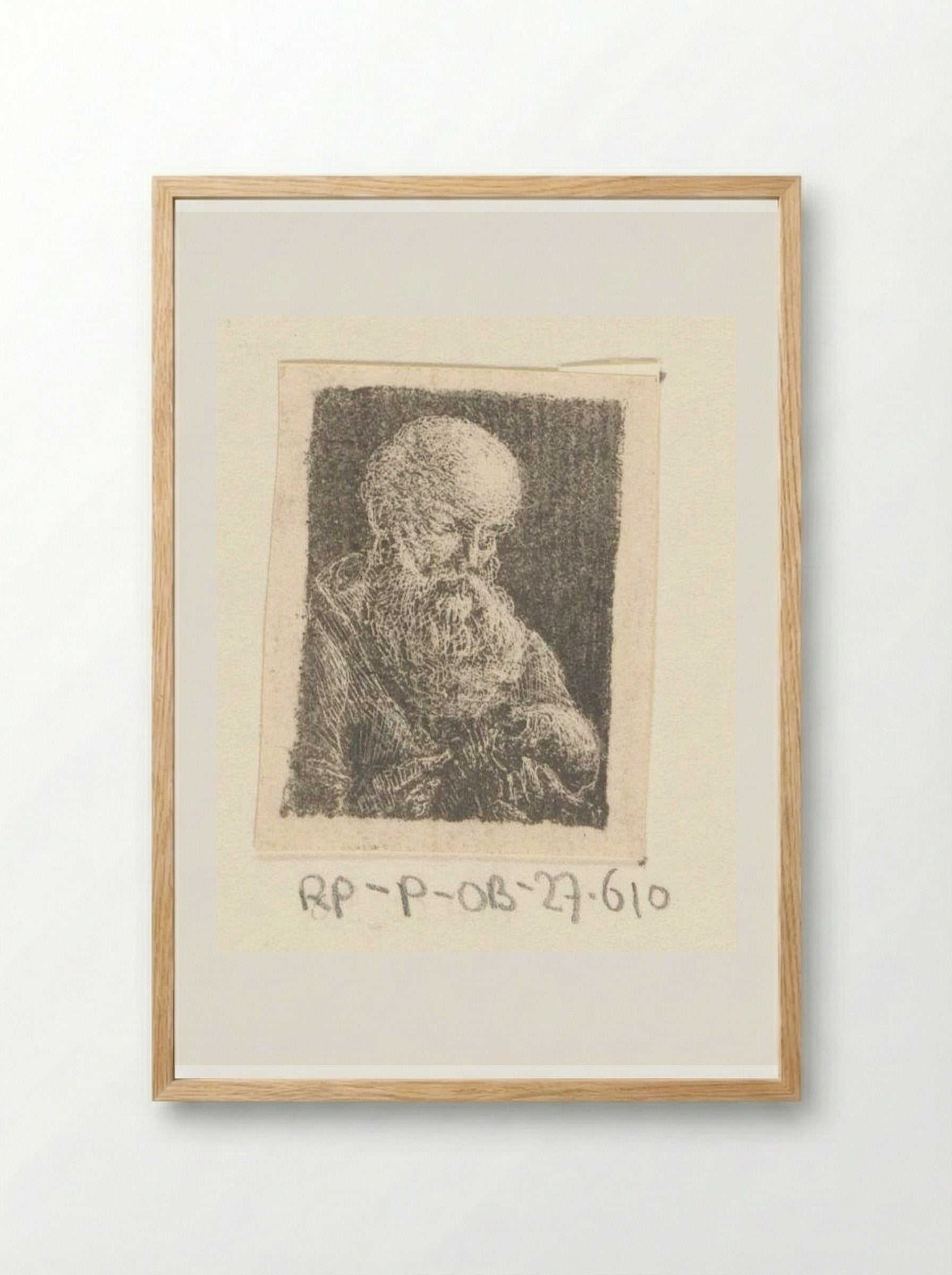 Oude man met schedel (Old Man with a Skull) - Pieter Bartholomeusz. Barbiers - Framed Print Wood