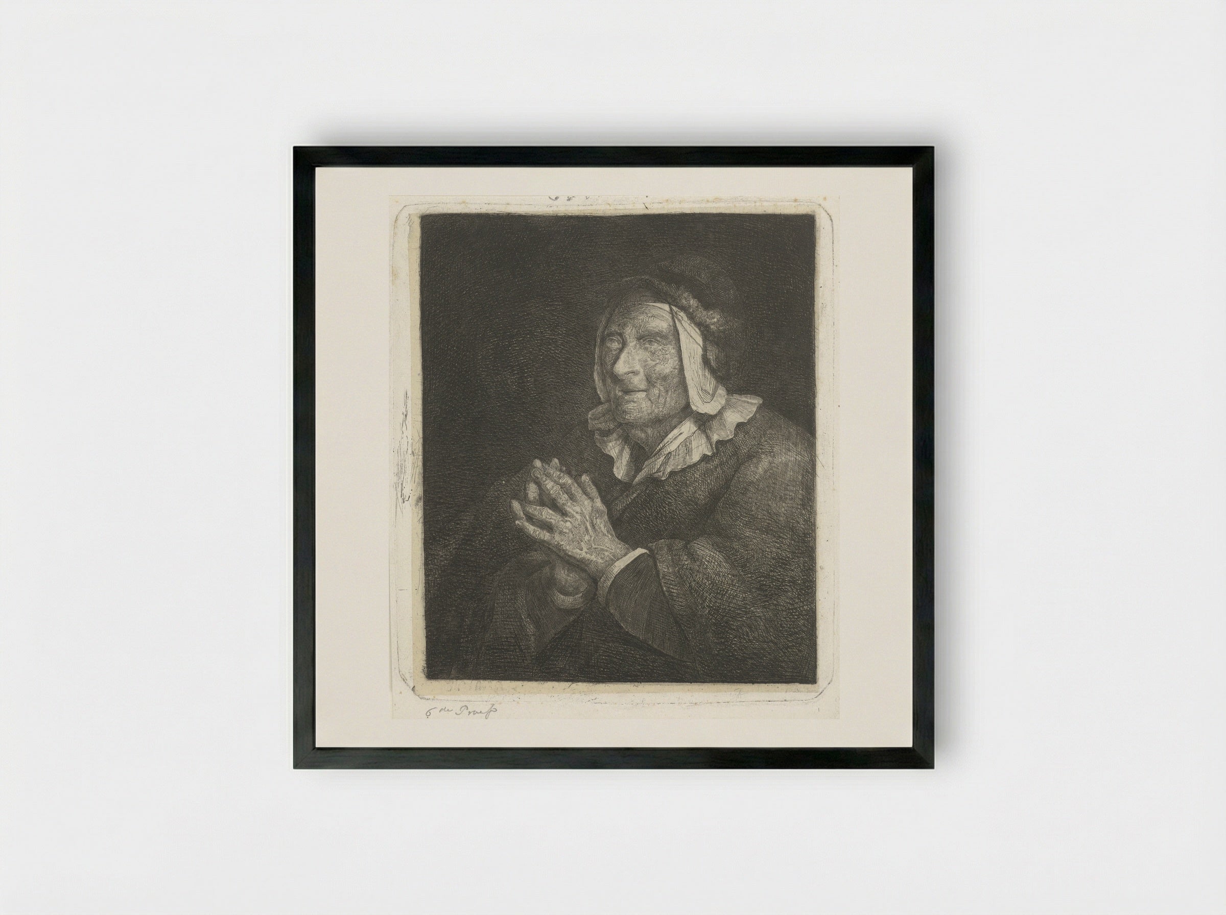 Oude vrouw (Old Woman) - Jacobus Ludovicus Cornet - Framed Print Black