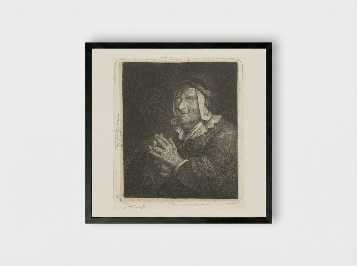 Oude vrouw (Old Woman) - Jacobus Ludovicus Cornet - Framed Print Black