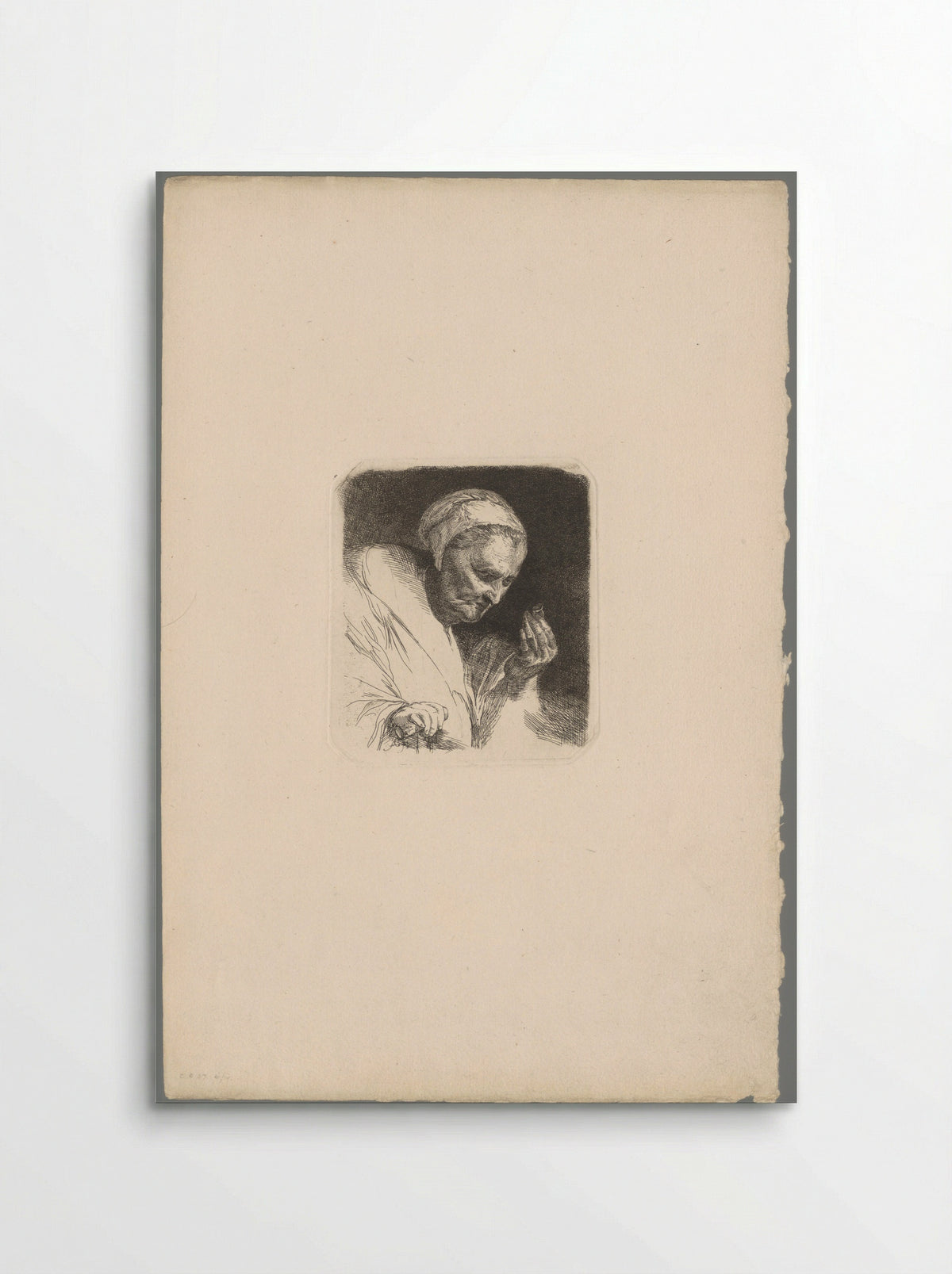 Oude vrouw bekijkt een ring - Andrew Geddes - Poster