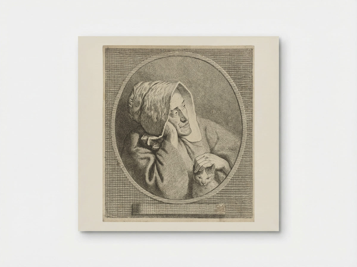 Oude vrouw met kat - Theodorus de Roode - Poster