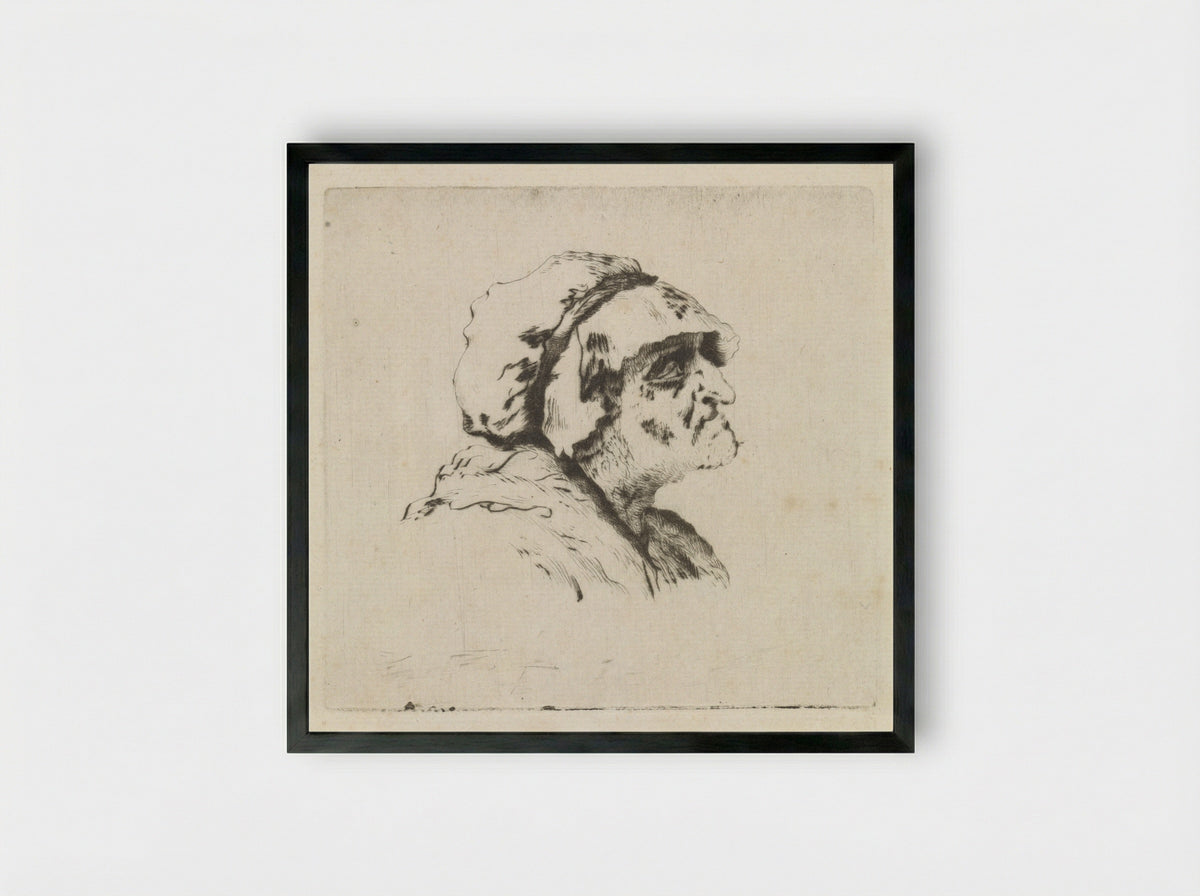 Oude vrouw, naar rechts - Hendrik van Maarseveen - Framed Print Black