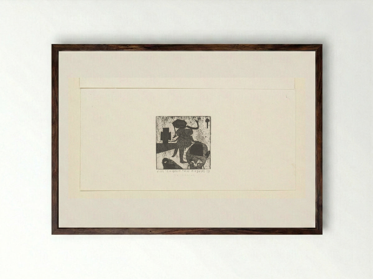 Ouders te midden van kind - Sipke Huismans - Framed Print Dark Wood