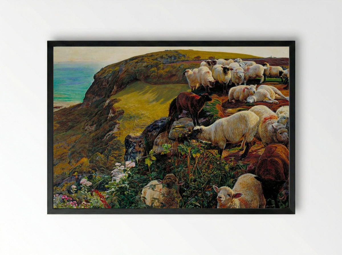 Our English Coasts, 1852 (Strayed Sheep) - William Holman Hunt - Framed Print Black
