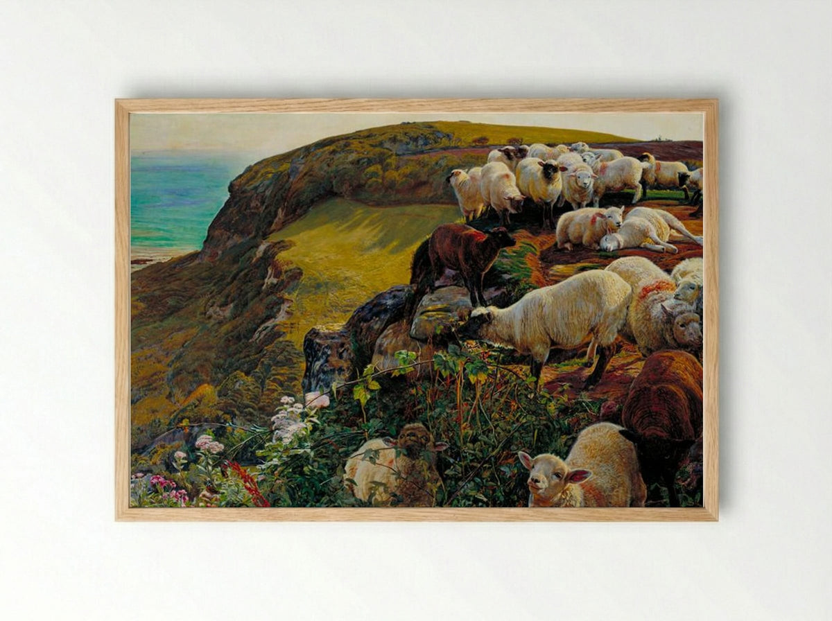Our English Coasts, 1852 (Strayed Sheep) - William Holman Hunt - Framed Print Wood