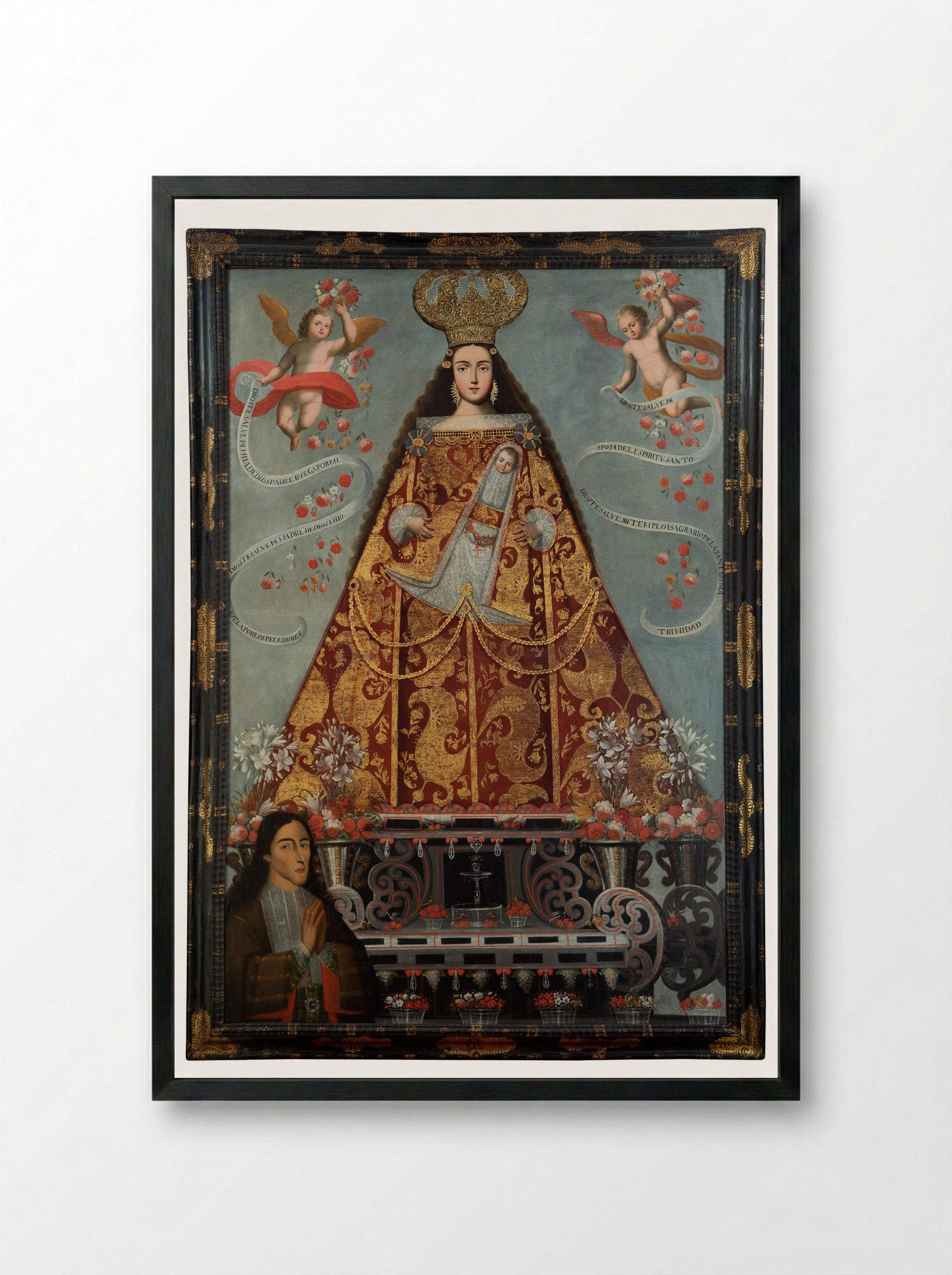 Our Lady of Bethlehem with Portrait of an Indigenous Donor - Unidentified Artist - Framed Print Black