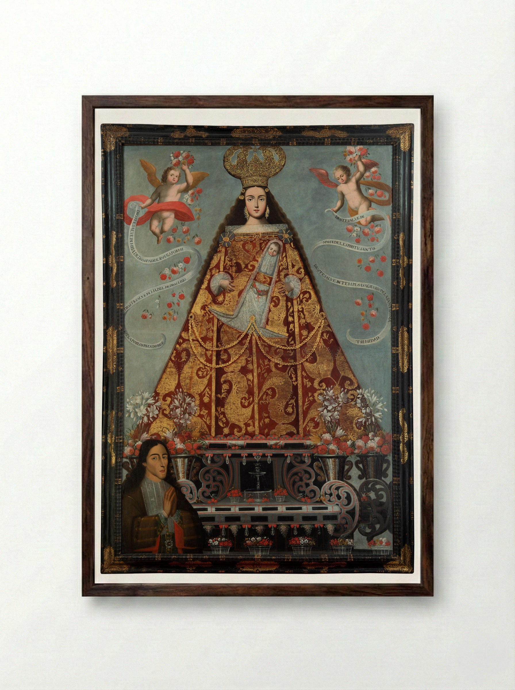Our Lady of Bethlehem with Portrait of an Indigenous Donor - Unidentified Artist - Framed Print Dark Wood