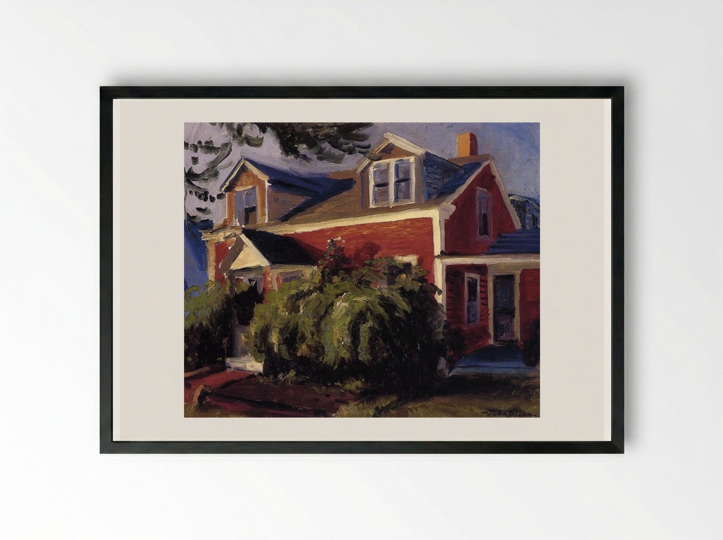 Our Red Cottage, Gloucester - John French Sloan - Framed Print Black