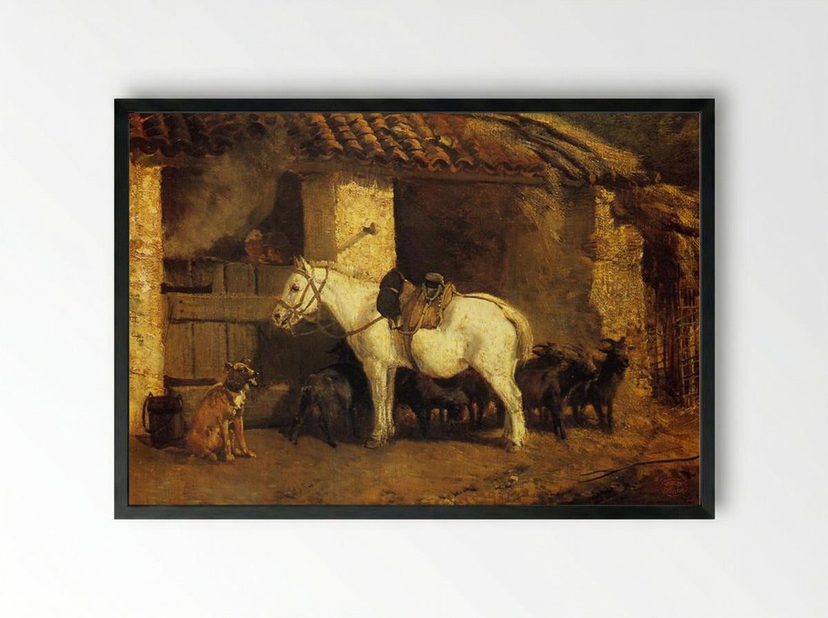 Outside the Stable - Constant Troyon - Framed Print Black