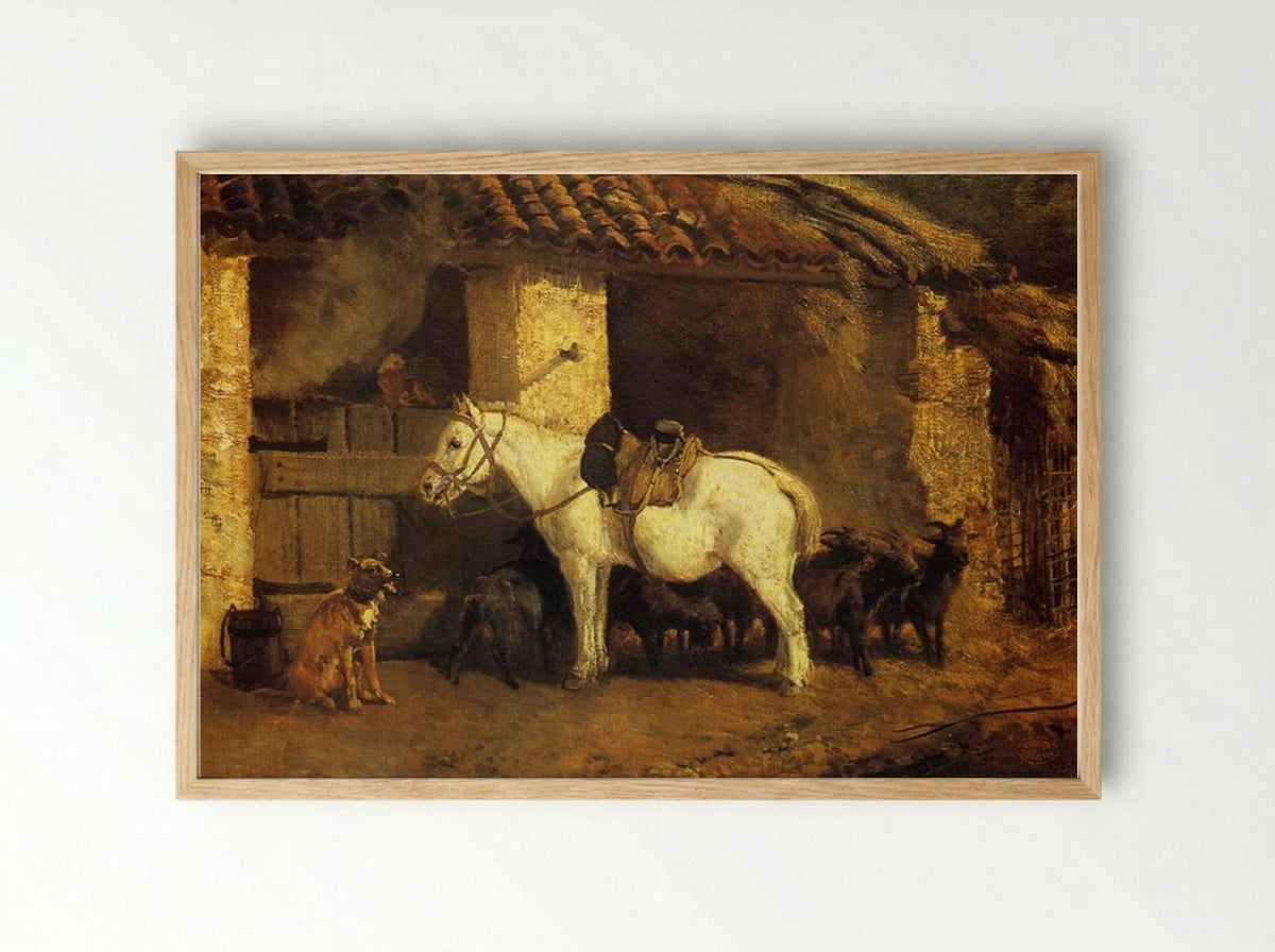 Outside the Stable - Constant Troyon - Framed Print Wood