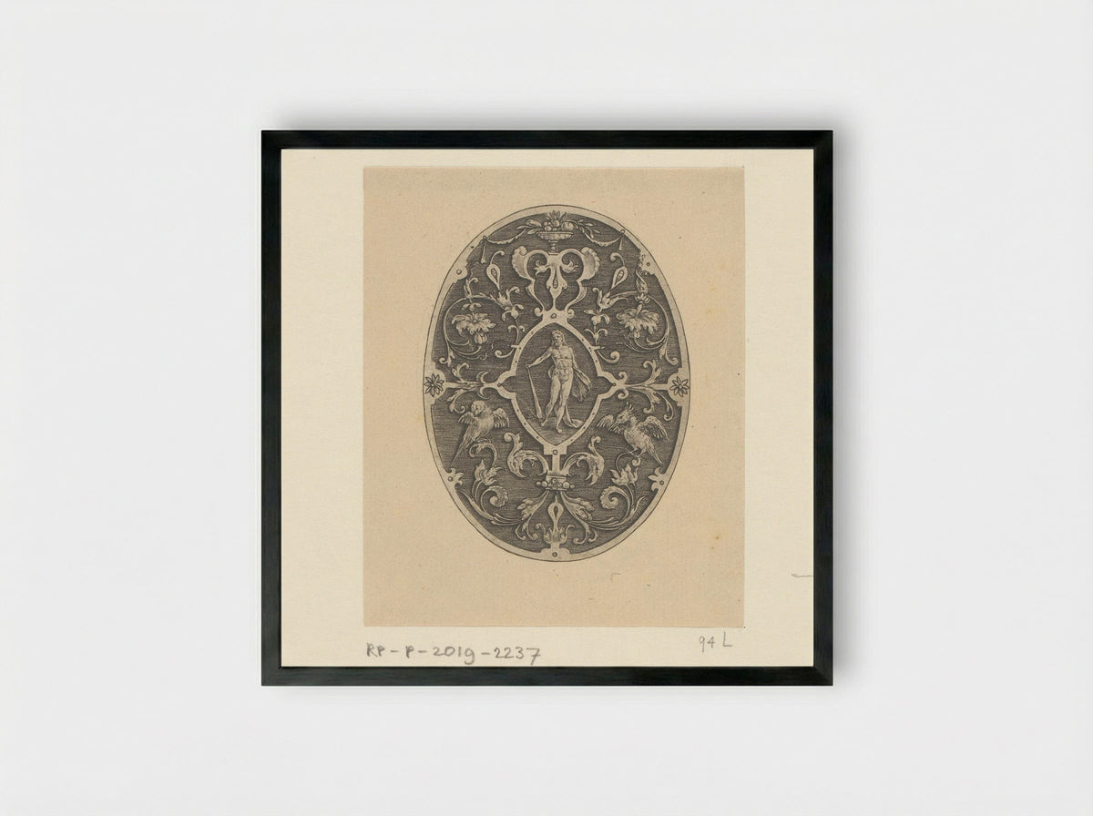 Ovaal met in het midden Hercules - Philips Galle - Framed Print Black
