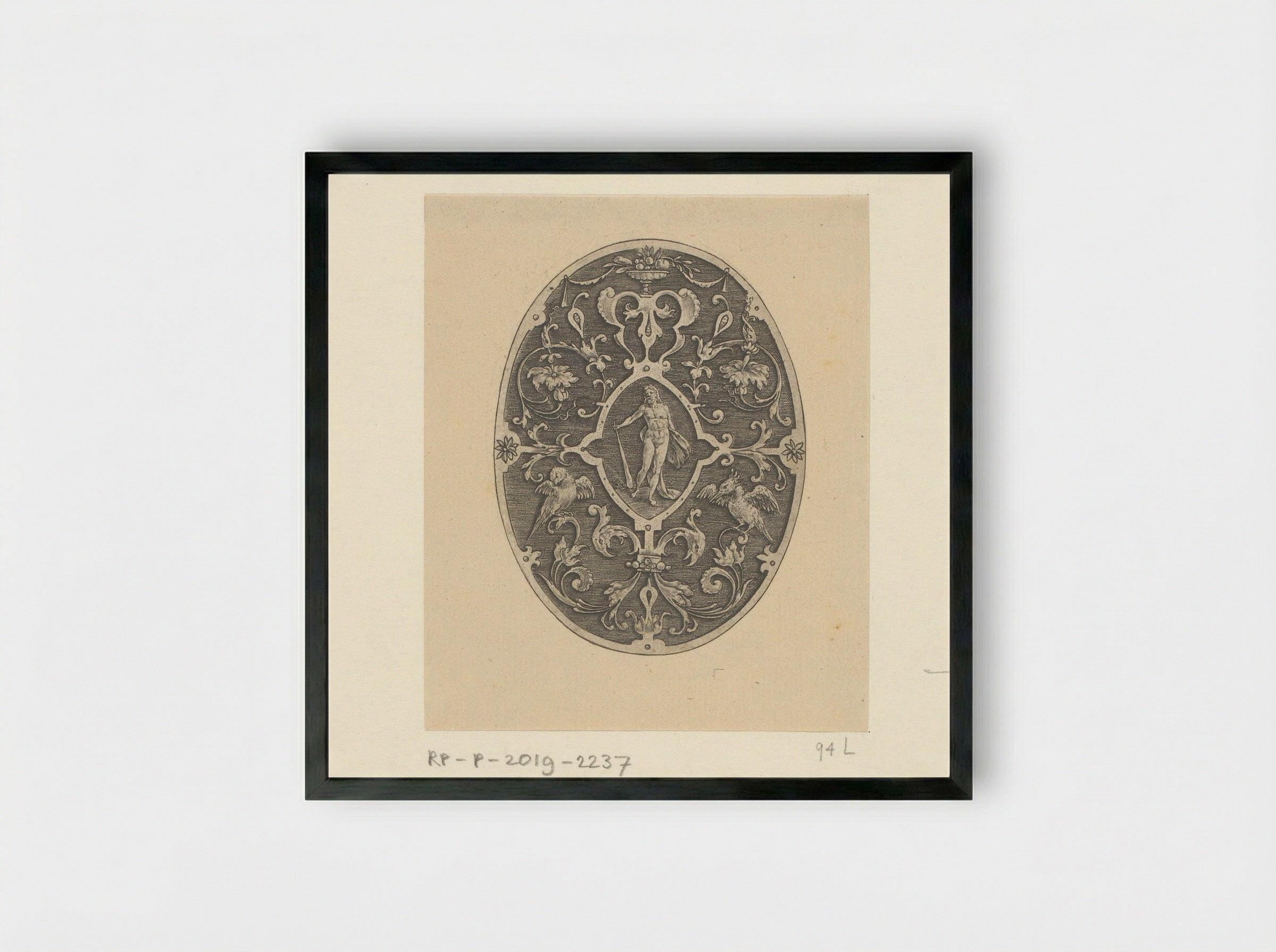 Ovaal met in het midden Hercules - Philips Galle - Framed Print Black