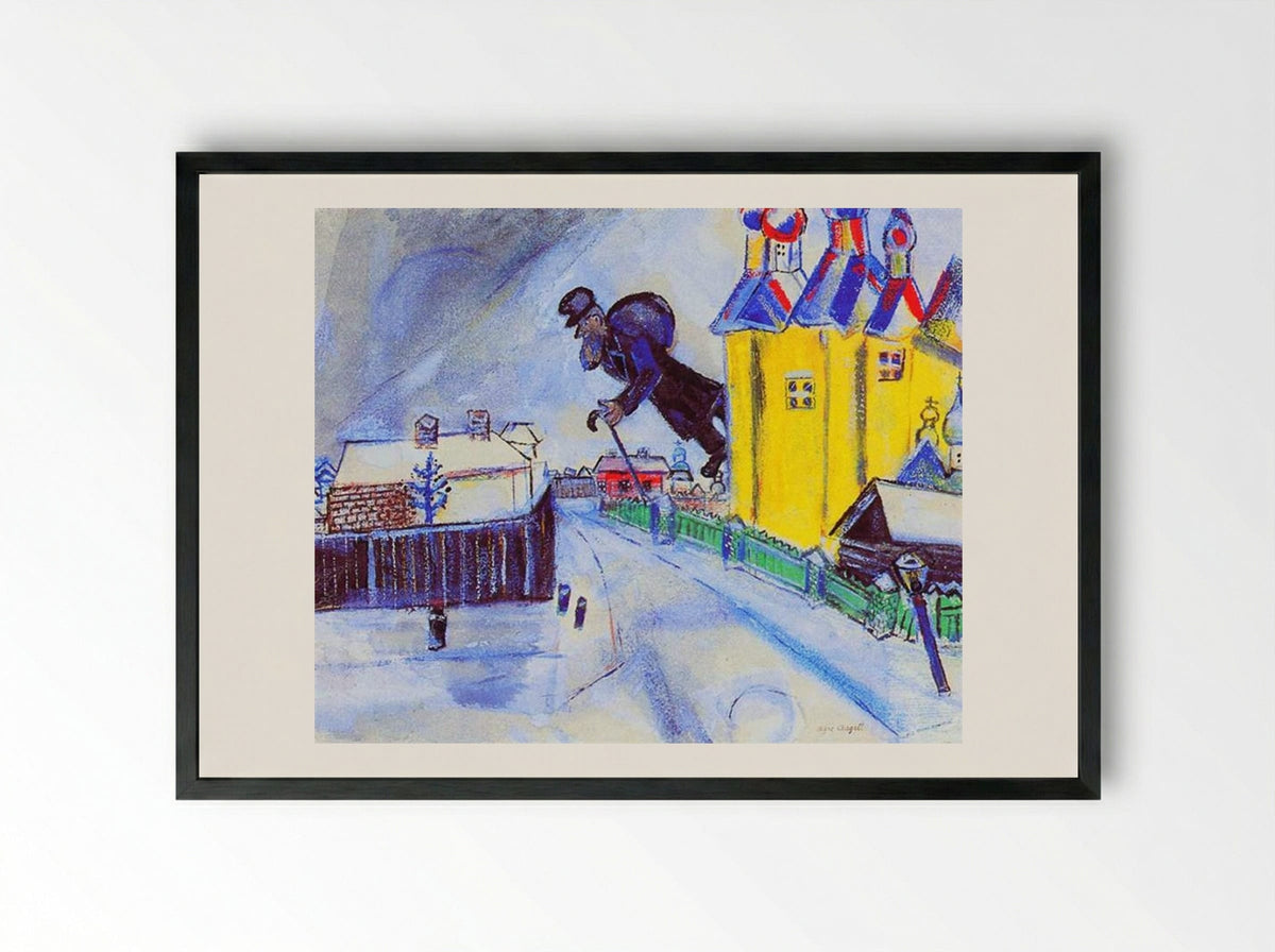 Over Vitebsk - Marc Chagall - Framed Print Black