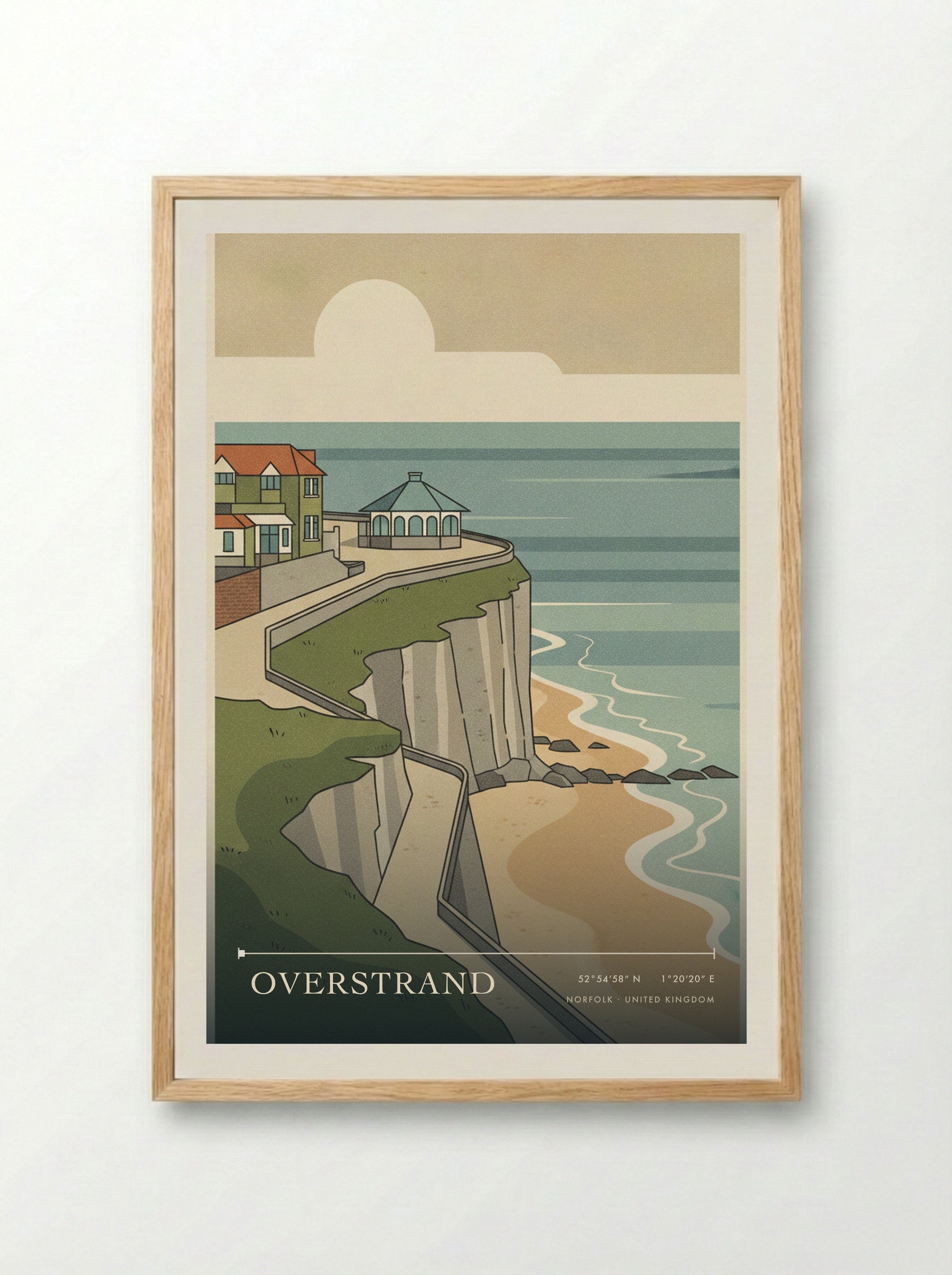 Overstrand Norfolk United Kingdom Travel Poster - Framed Print Wood