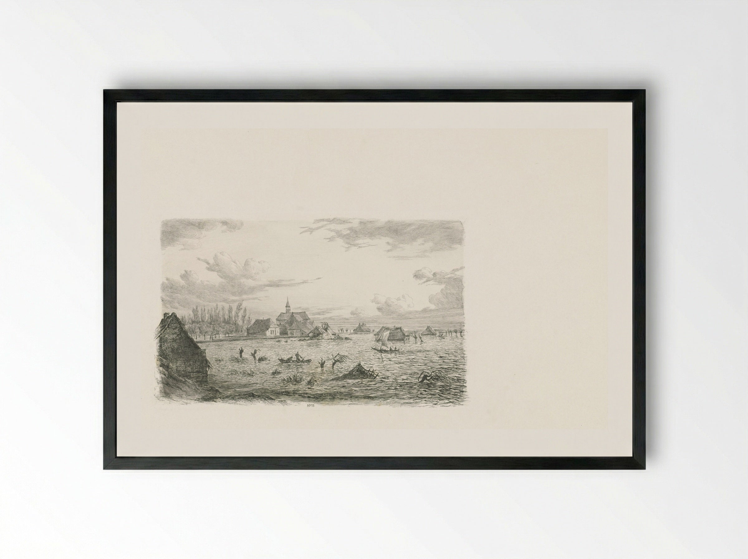 Overstroming te Kessel - George Andries Roth - Framed Print Black