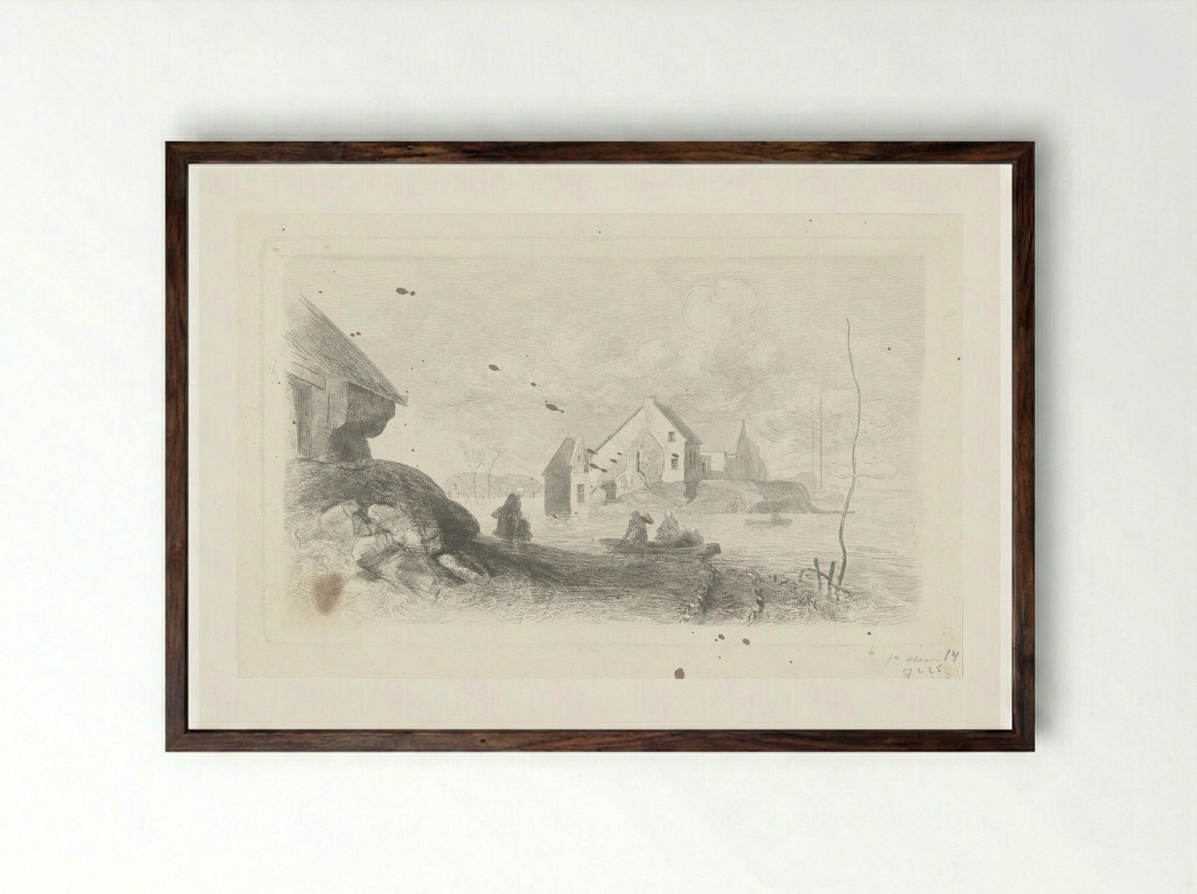 Overstroming te Lith - Charles Rochussen - Framed Print Dark Wood