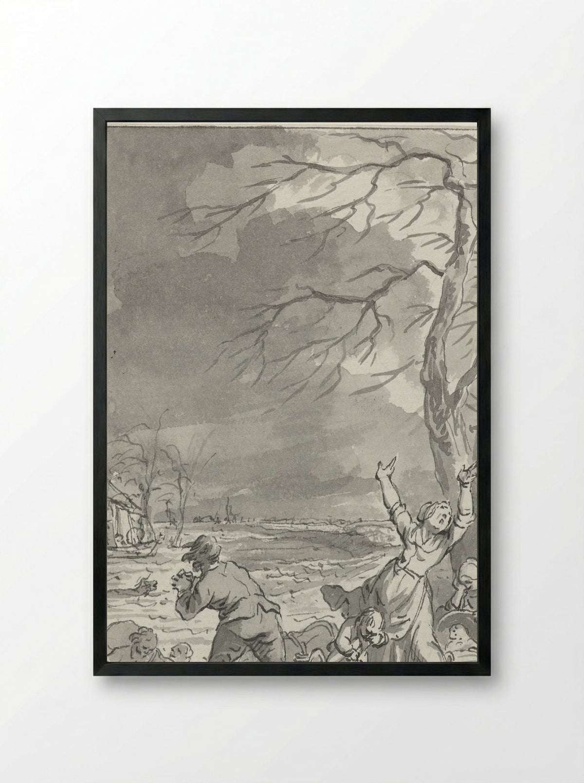 Overstroming van de Rijndijk in Gelderland, 1770 - Jacobus Buys - Framed Print Black