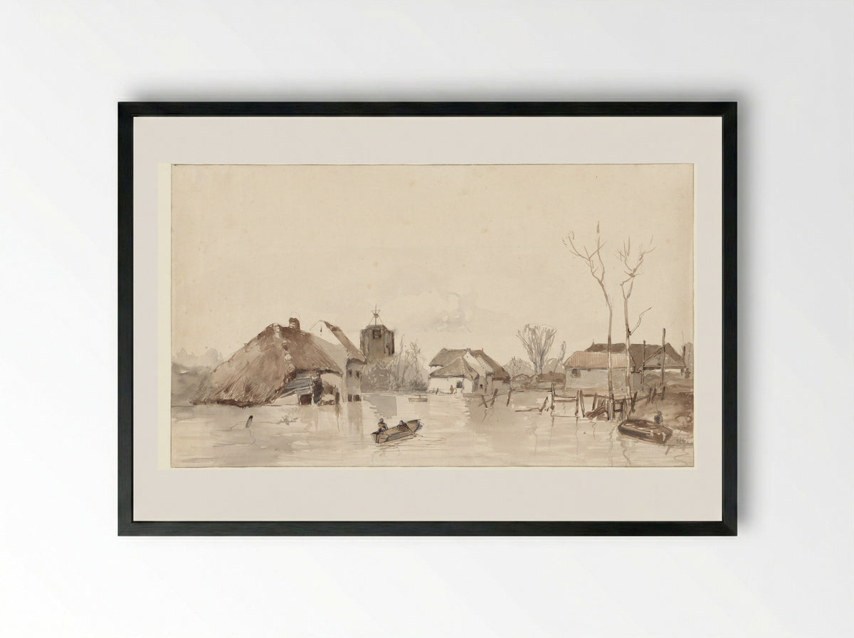 Overstroomd dorp - Mari ten Kate - Framed Print Black
