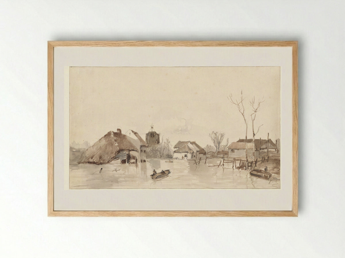 Overstroomd dorp - Mari ten Kate - Framed Print Wood