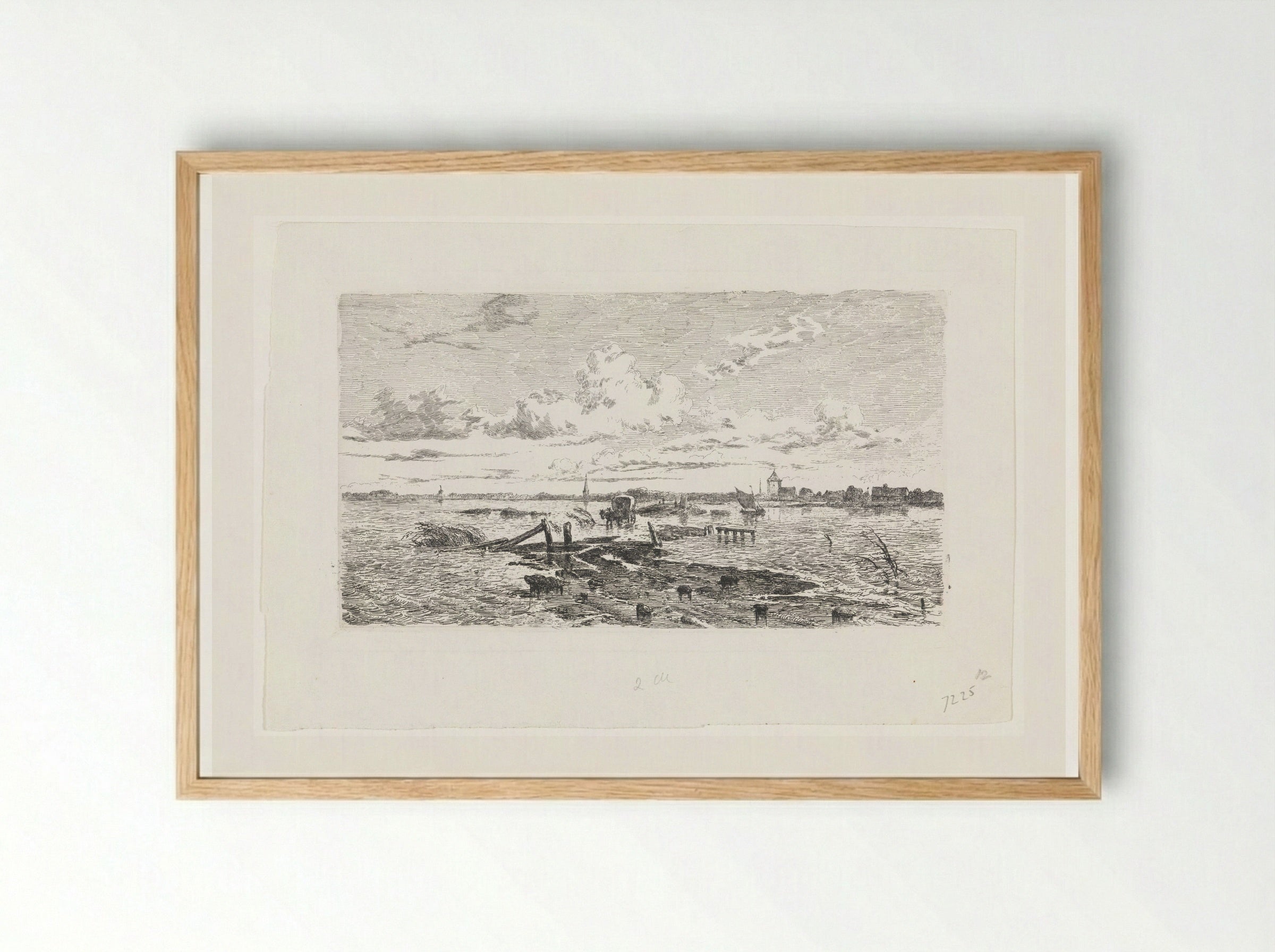 Overstroomd landschap tussen Oss en Lith - Cornelis Springer - Framed Print Wood