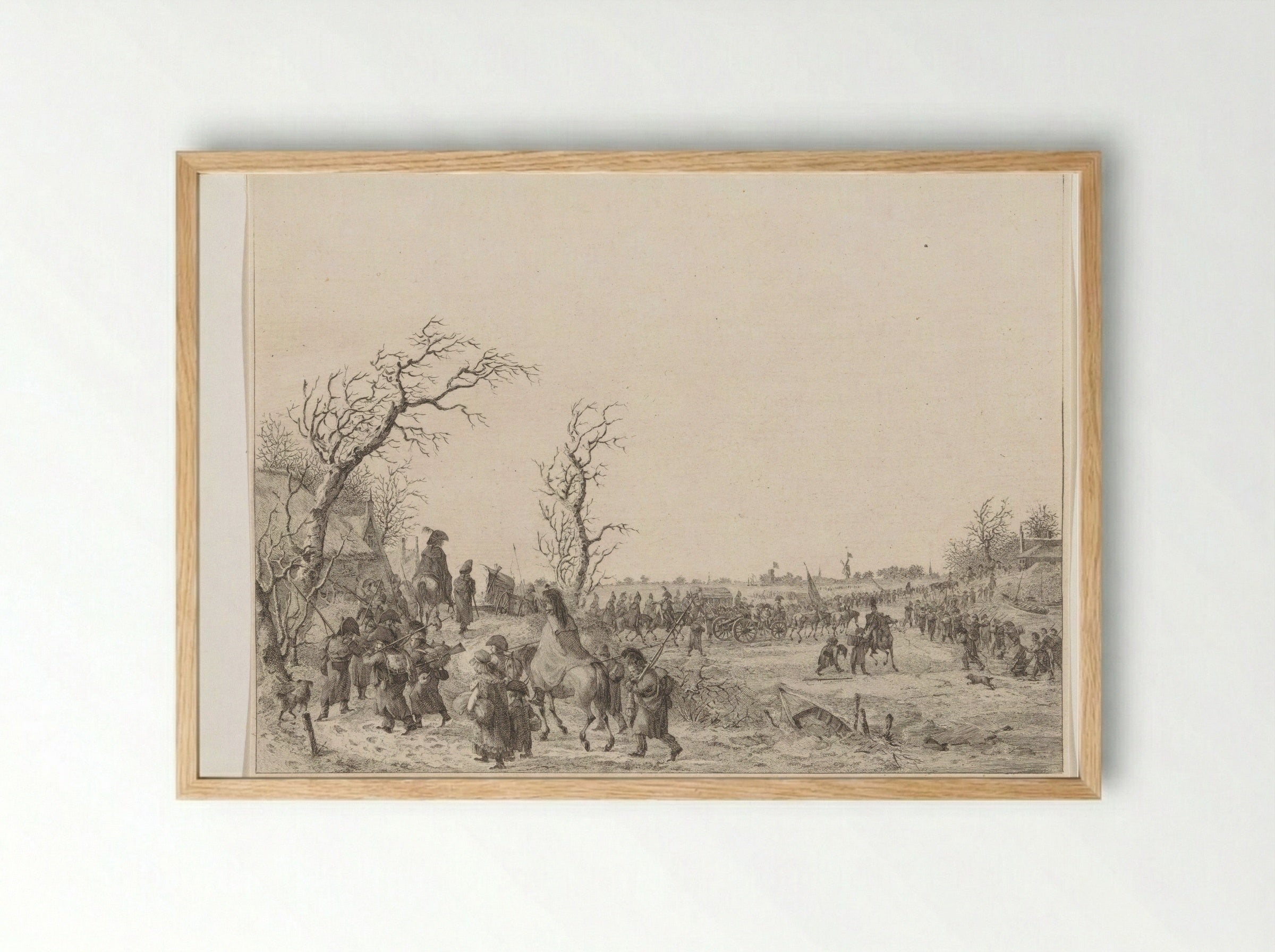 Overtocht van de Franse troepen over de Waal in januari 1795 - Joannes Bemme - Framed Print Wood
