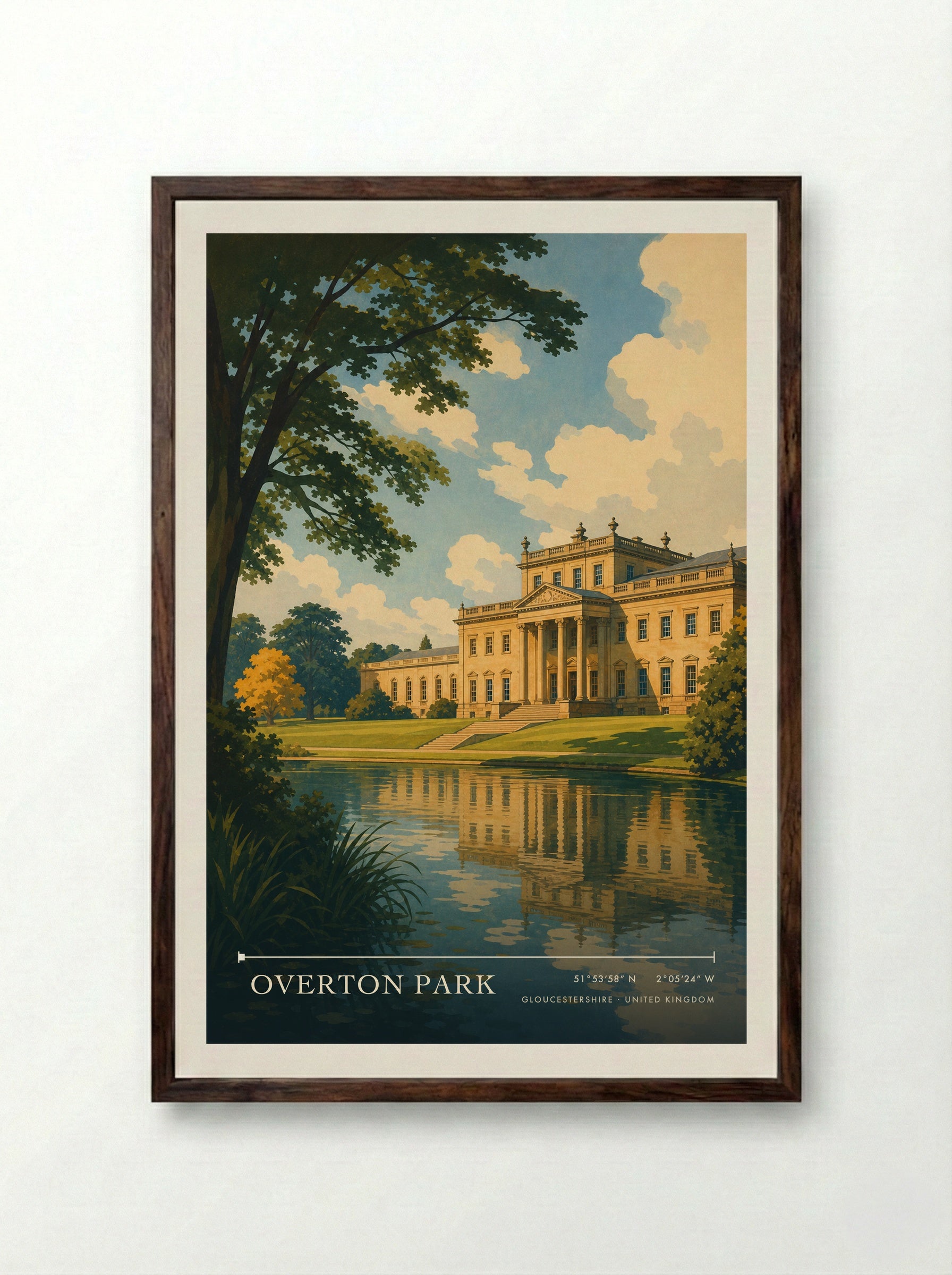 Overton Park Gloucestershire United Kingdom Travel Poster - Framed Print Dark Wood